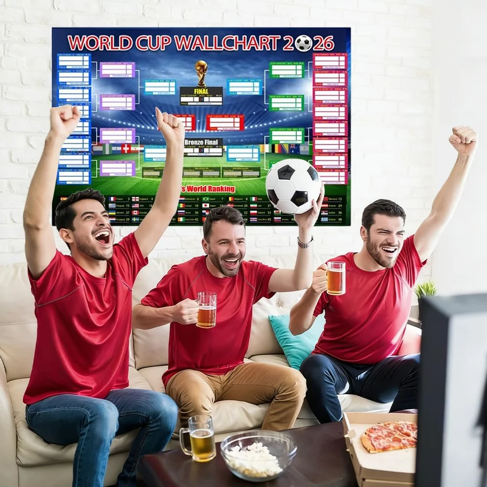 2 sztuki mistrzostw świata w piłce nożnej 2026, plan meczów, dekoracja turniejowa, dekoracja na imprezę w piłce nożnej, prezent dla fanów piłki nożnej, rodziny i przyjaciół (faza grupowa + nokaut)