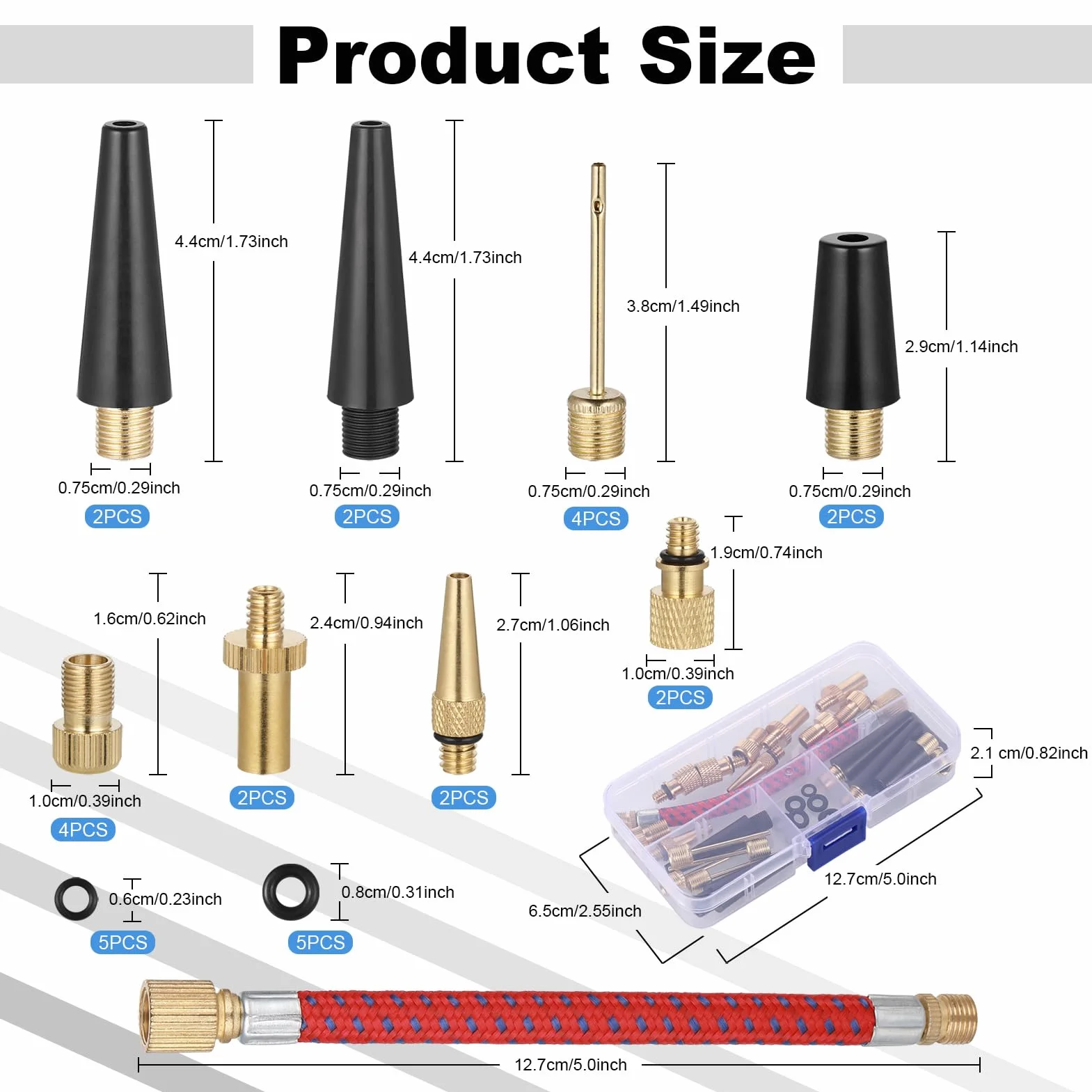 Hejo Zestaw 33 Adapterów do Wentyli Rowerowych, Adapter do Wentylu Francuskiego, Adapter do Pompy Powietrza Z metalu z Pudełkiem do Sortowania Pompy Rowerowej i Kompresora