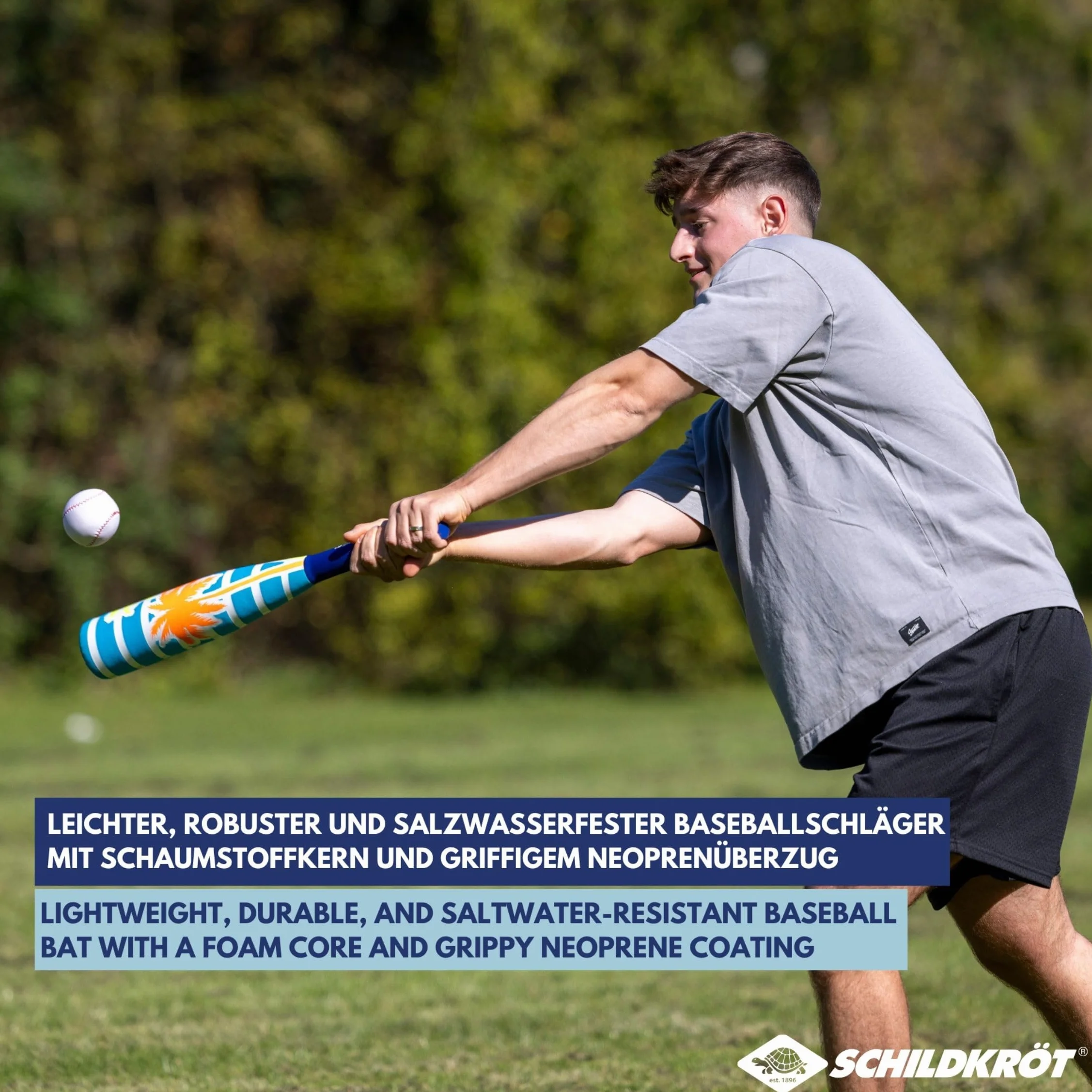 Schildkröt Unisex – neoprenowy zestaw baseballowy dla dorosłych, 1 miękki kij baseballowy z powłoką z neoprenu, 1 piłka, modny, dla dzieci i rodziny