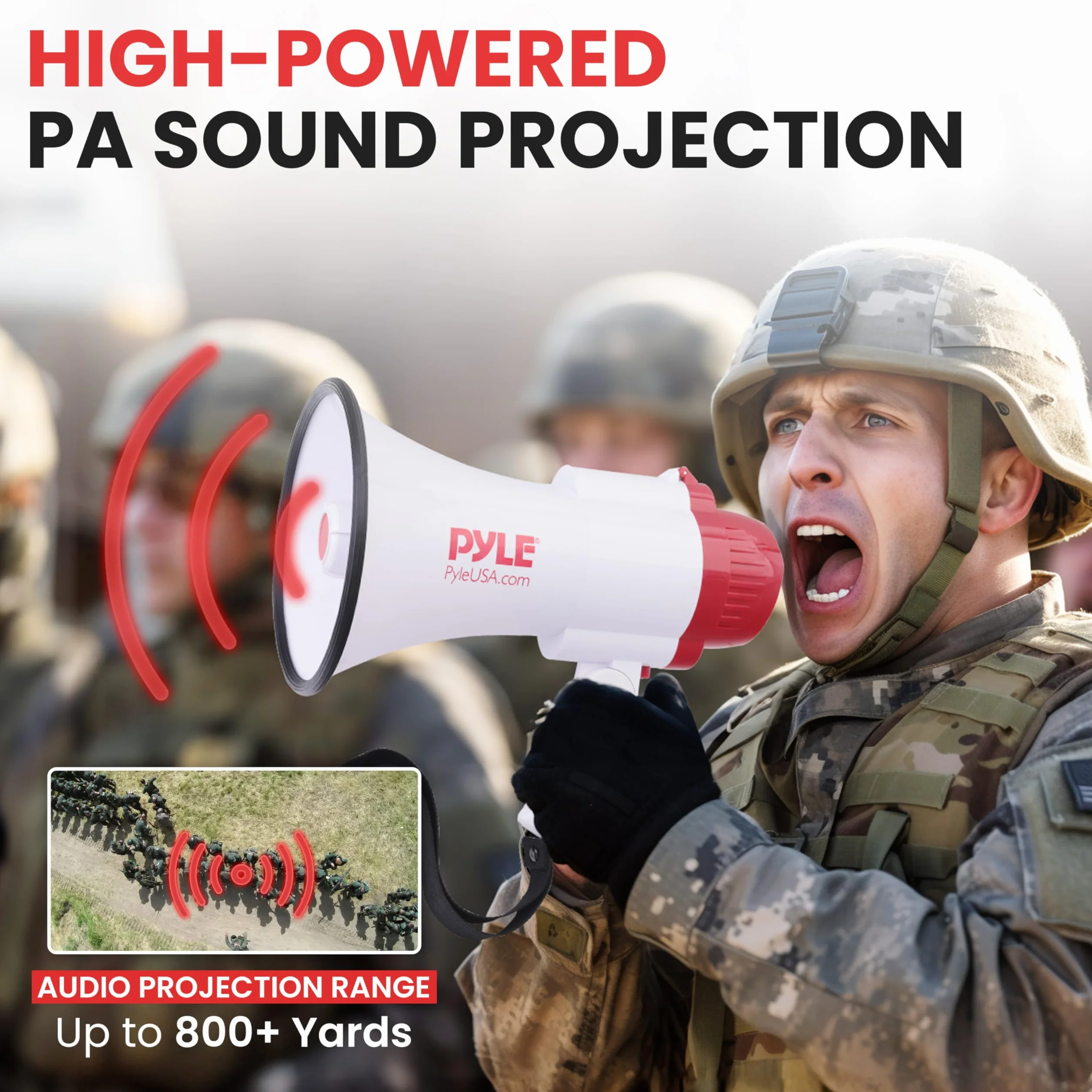 Pyle Megaphone Speaker PA Bullhorn 30 Watt with Built-in Siren 800 Yard Range PMP35R