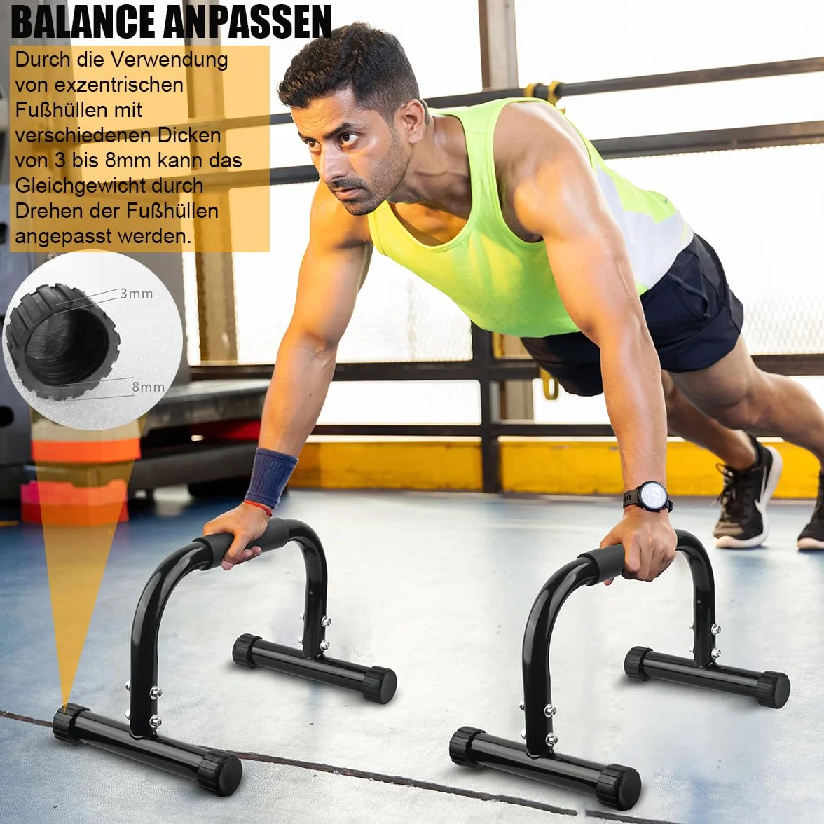 AmazeFan Parallettes Bars, Push Up Bars Trening siłowy do postawienia na rękach, pełna plansza i dipy, kalisteniczna, gimnastyczna, [42 x 25 x 25 cm] uchwyt do stojaków push up do ćwiczeń podłogowych