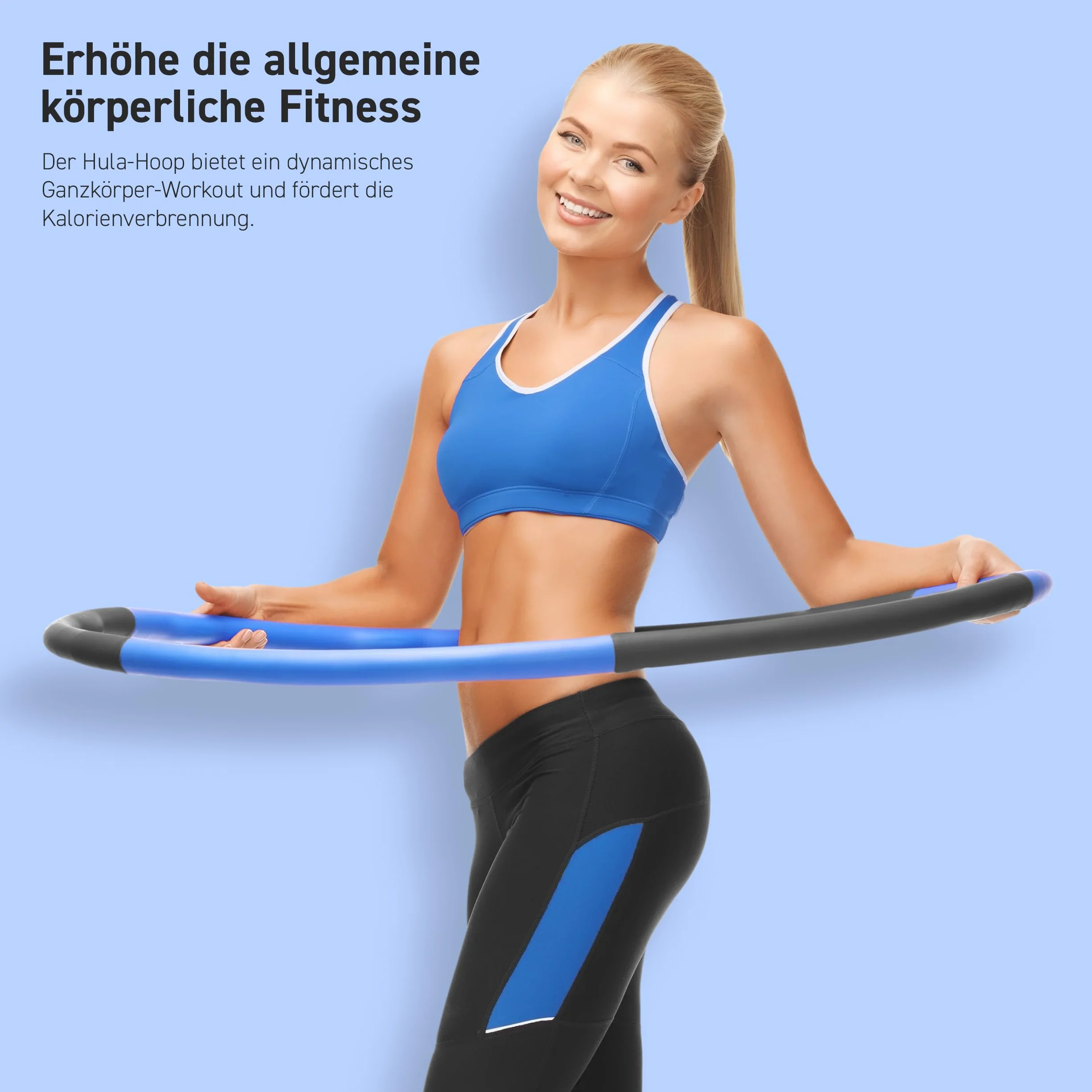 MSPORTS Hula Hoop Obręcz Fitness 8 Segmentów Zdejmowana Niebieski Antracytowy