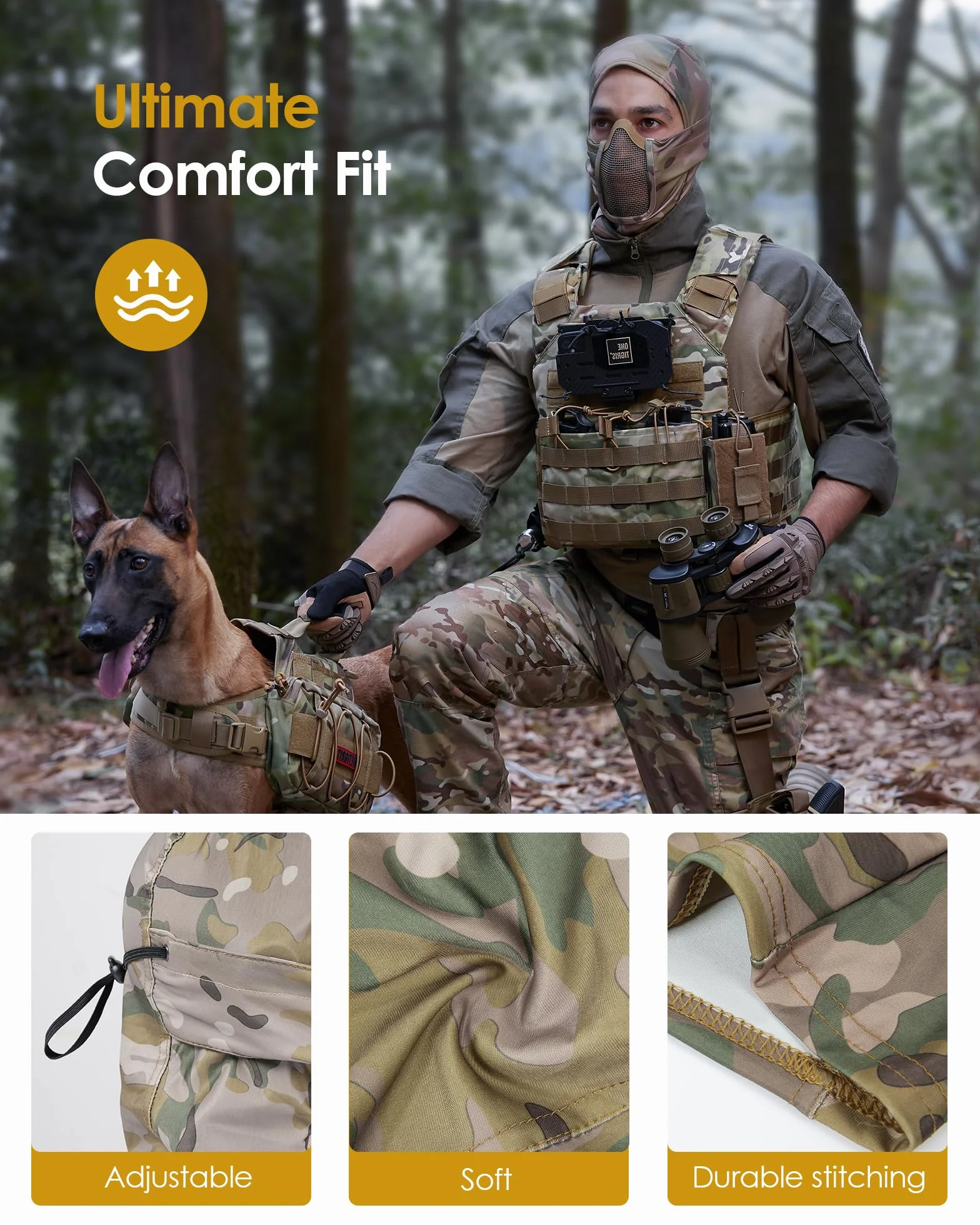 OneTigris Balaclava maska siatkowa, ochrona twarzy, taktyczna kominiarka w stylu ninja, maska pełnotwarzowa do Airsoft