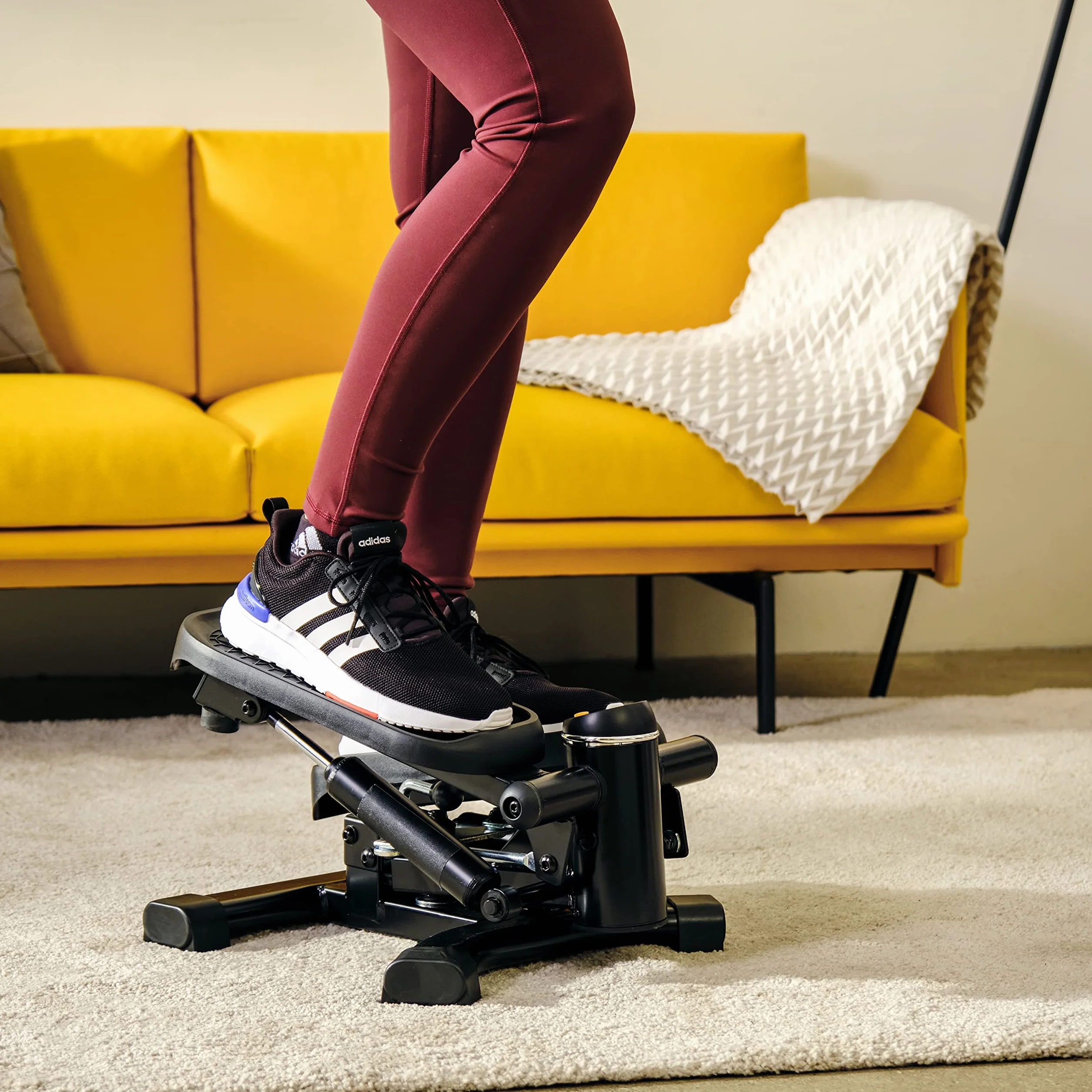 SportPlus Mini stepper 2 w 1 z opatentowaną technologią przełączania, stepper Swing i Stepper w jednym urządzeniu, do 100 kg, niezużywający się cylinder hydrauliczny