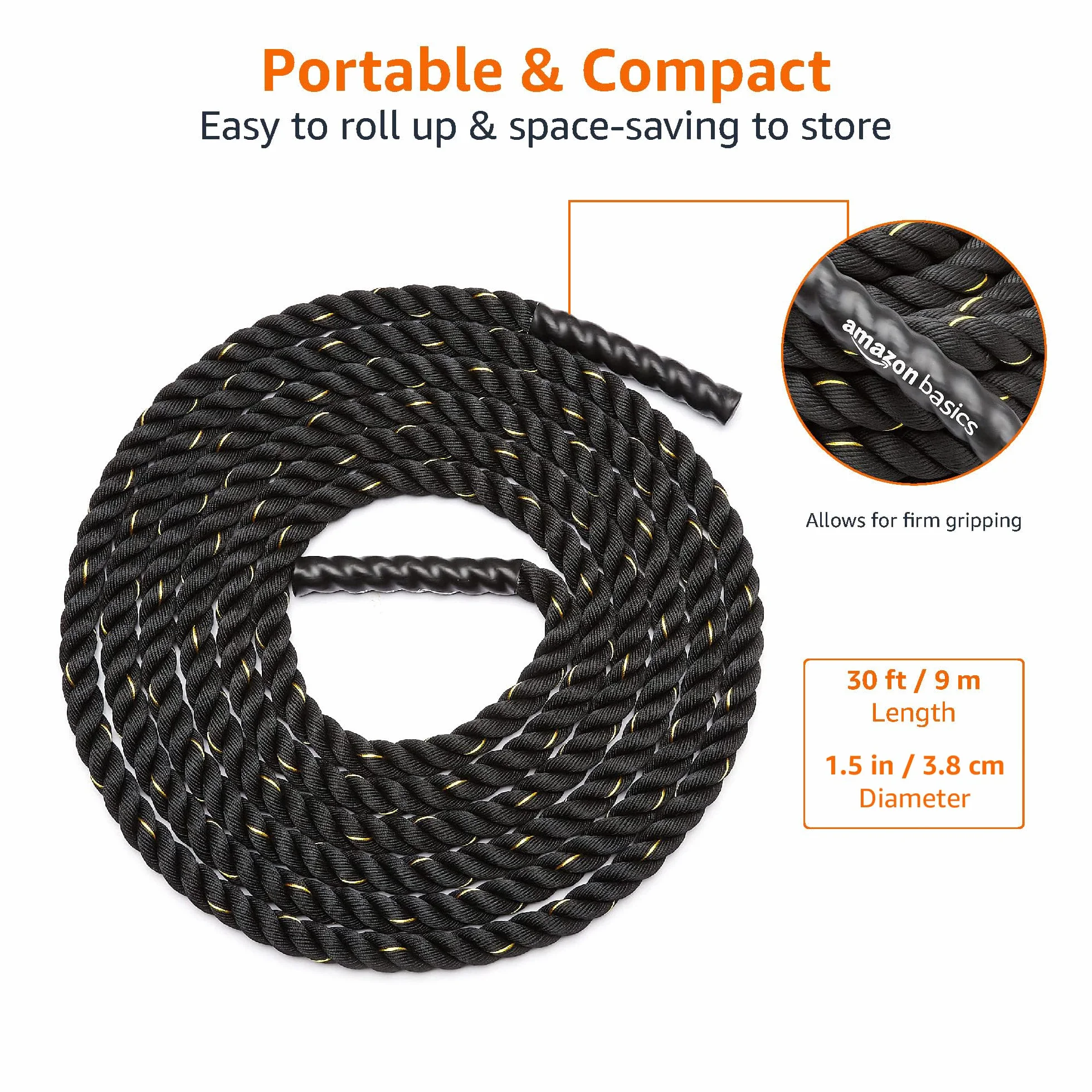 Amazon Basics - lina treningowa Battle Rope