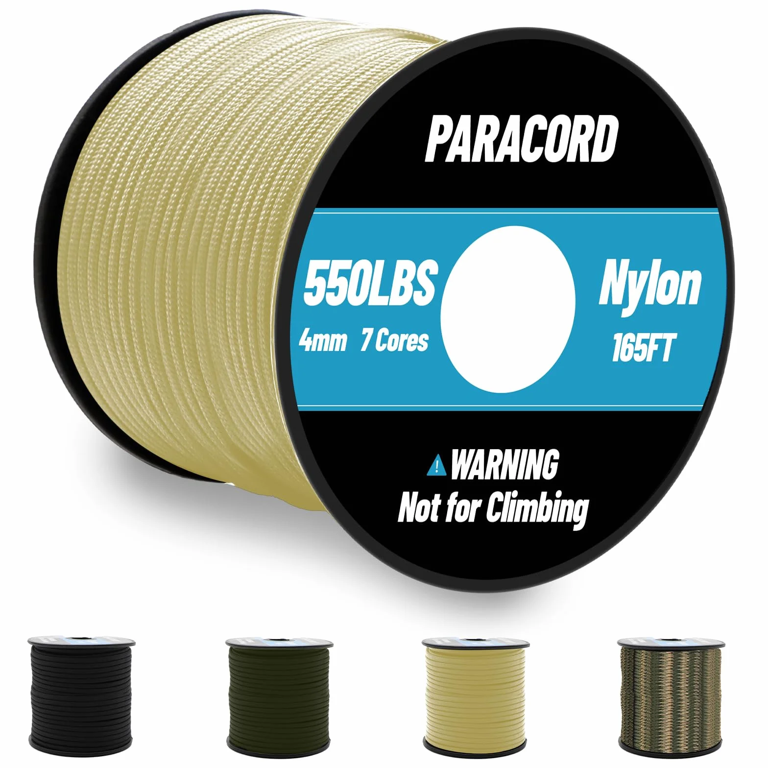 50 m linka nylonowa Paracord 550, 4 mm, 7 rdzeni, linka spadochronowa, czarna linka spadochronowa, sznurek nylonowy do bransoletki, smycz, obroży, survivalu Paracord, maks. 250 kg (50 m-khaki)