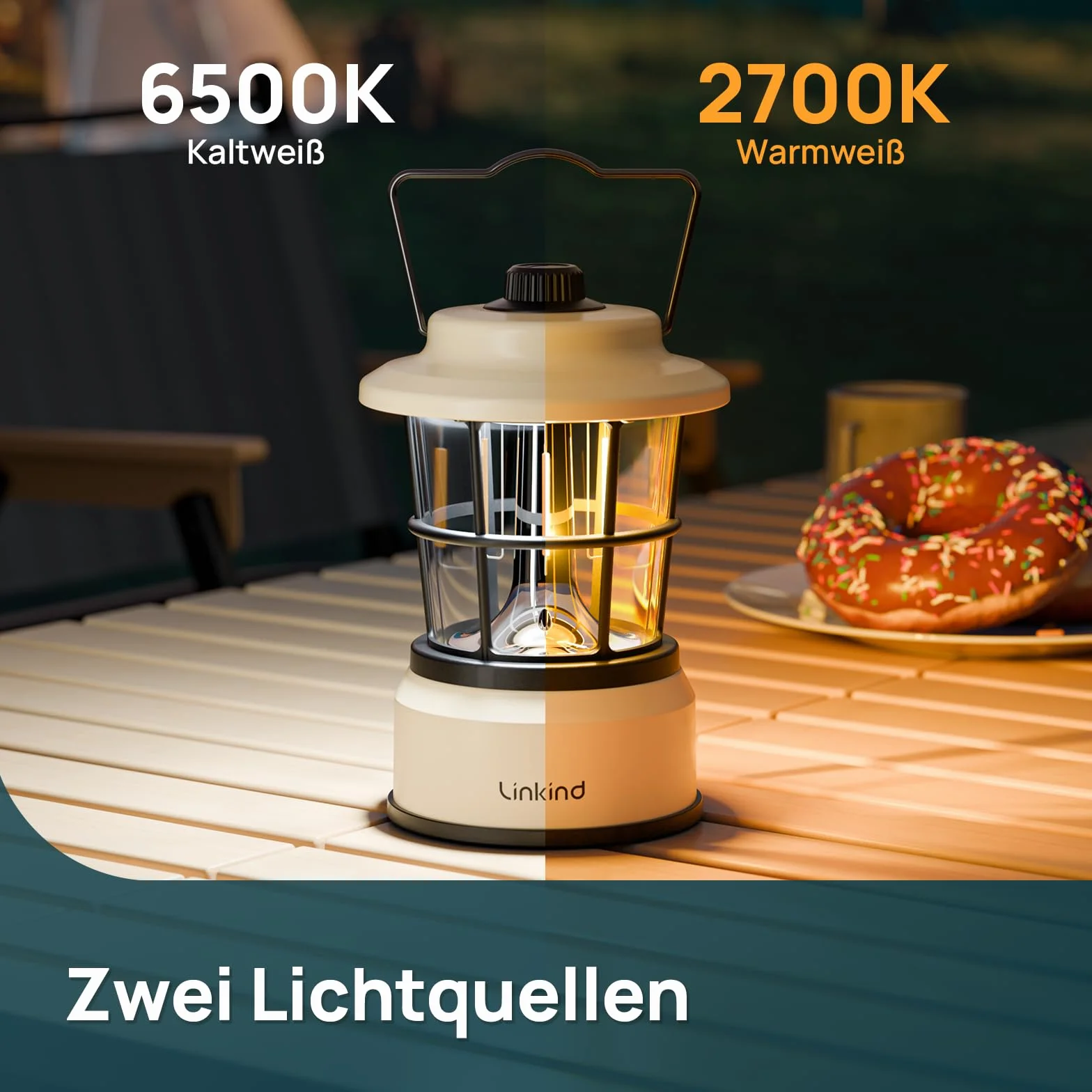 Linkind Latarnia LED retro zasilana bateriami 2 sztuki
