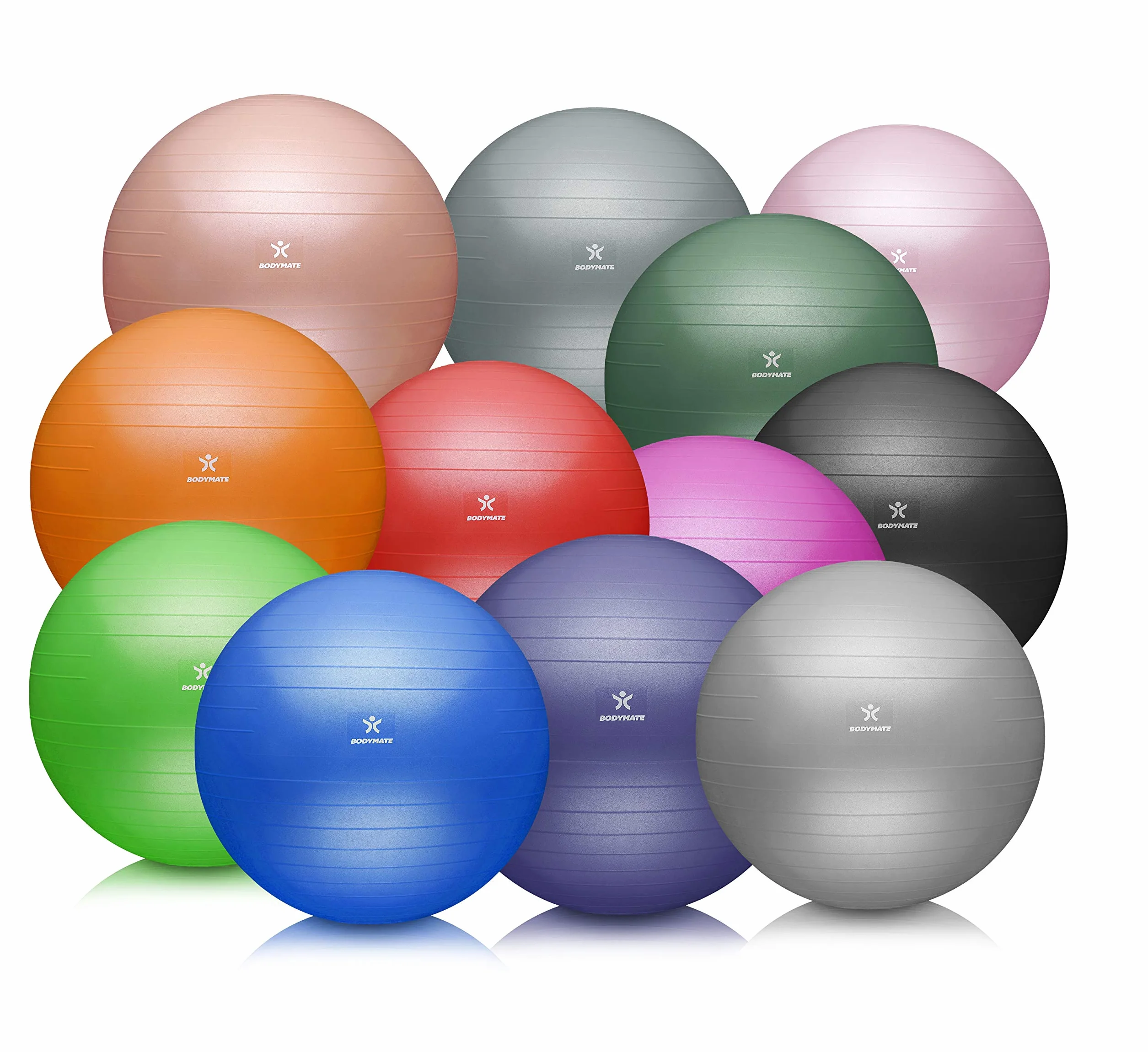BODYMATE – Gruba piłka gimnastyczna anti-burst z e-bookiem GRATIS i pompką w zestawie, fitness, joga, core, do krzesła biurowego