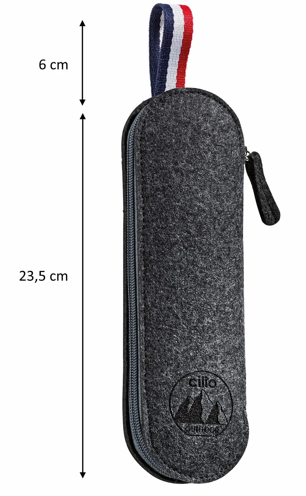 Cilio Zestaw sztućców outdoorowych, sztućce kempingowe VIAGGIO z czarną torbą filcową 545845, czarny
