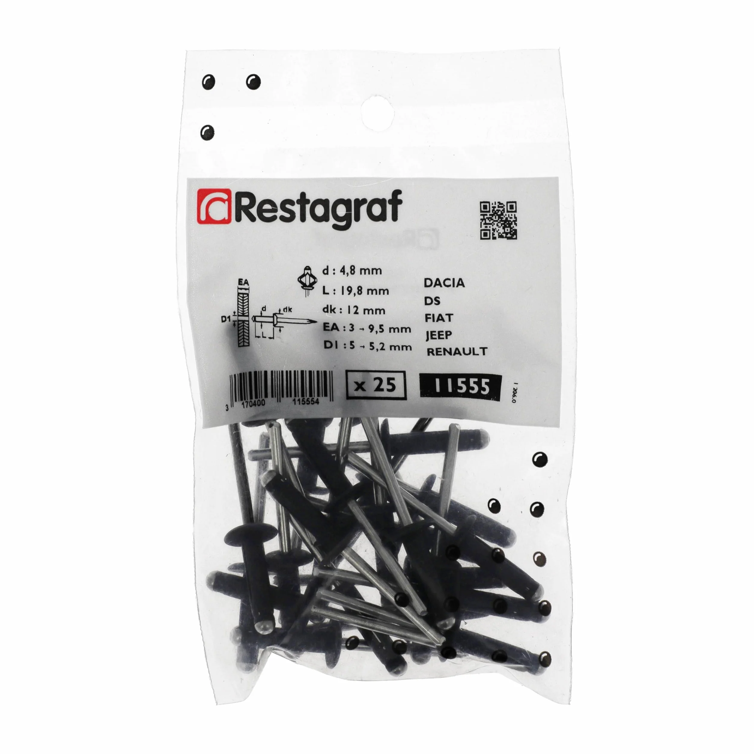 Nity wtykowe 3-9,5 mm x 19,8 mm RESTAGRAF 11555
