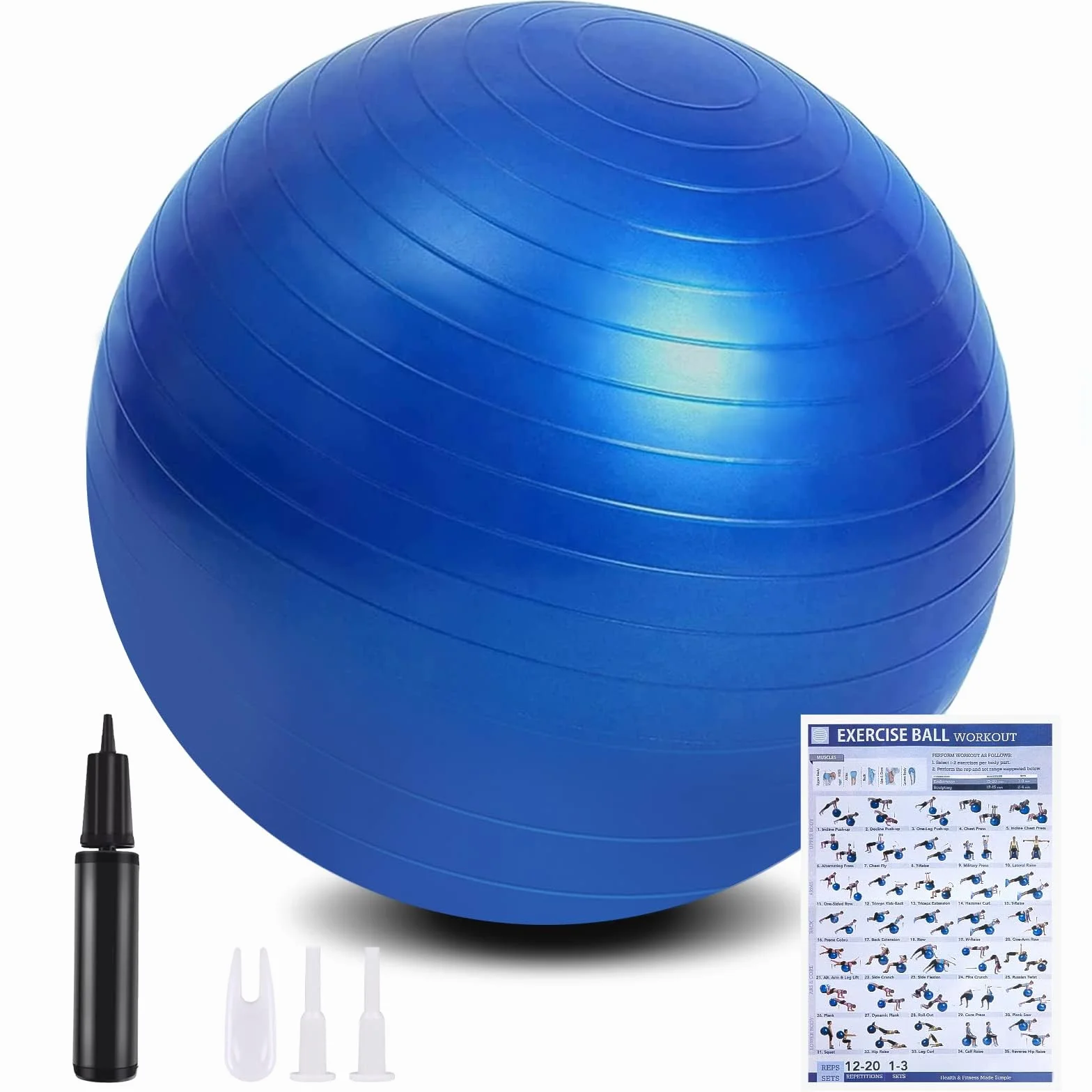 flintronic 85 cm piłka fitness, odporna na pękanie i stabilność, z pompką, narzędziem z nasadką i instrukcją do gimnastyki, jogi, ćwiczeń równowagi, treningu, fitnessu