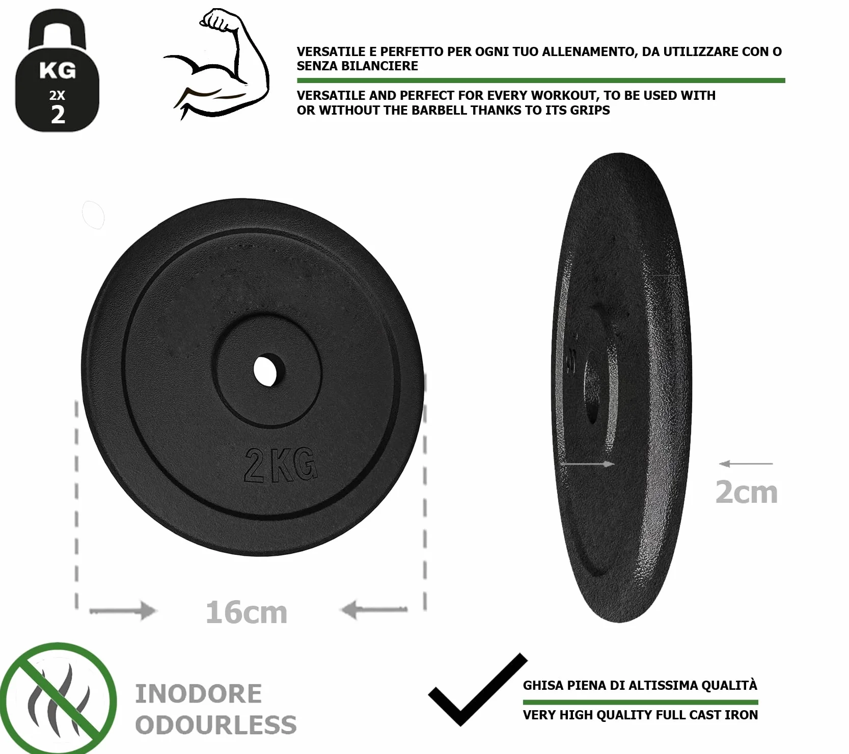 G5 HT SPORT żeliwne talerze Ø otworu 25 mm 0,5-20 kg do hantli i sztangi