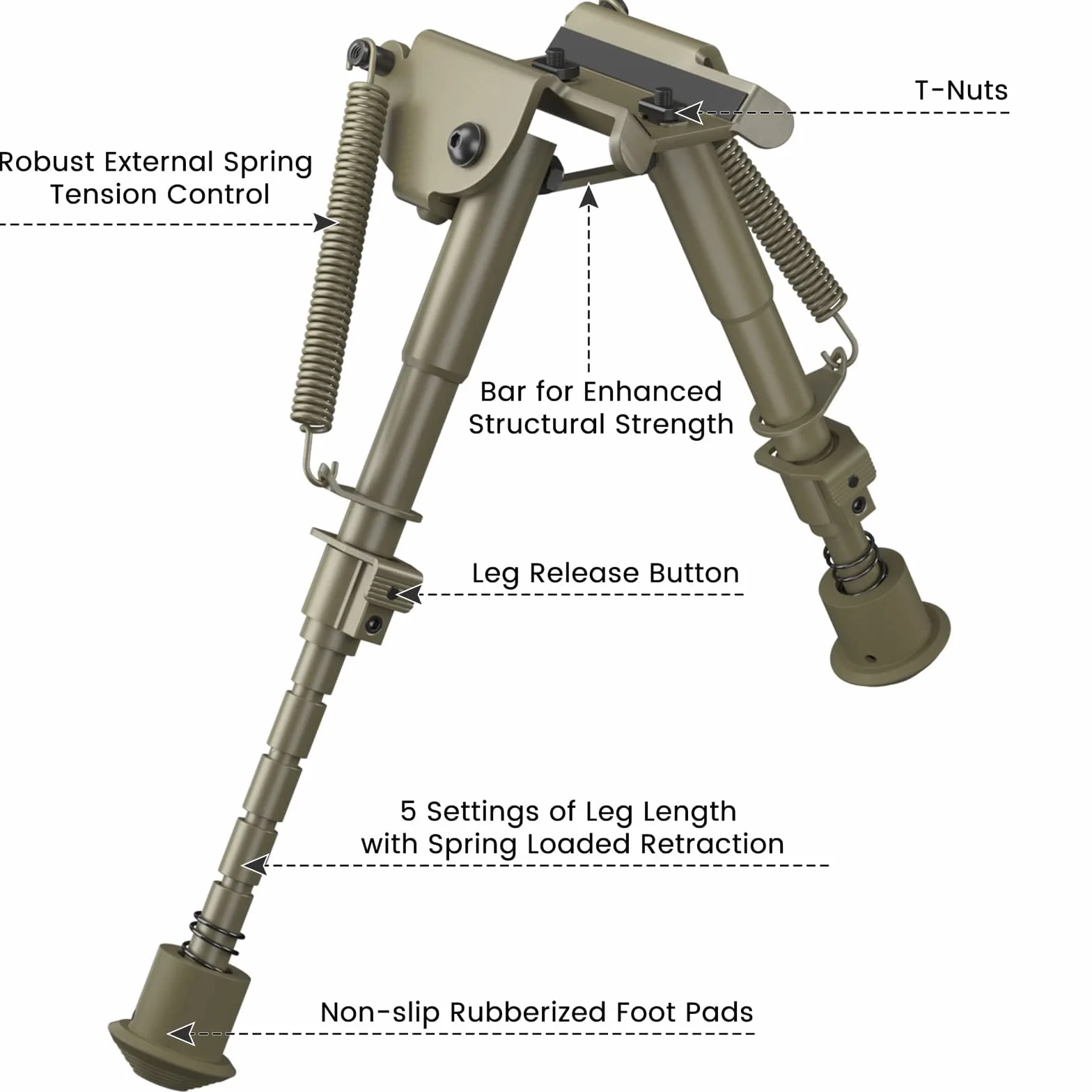 Feyachi B13 M Lock Bipod 6-9 cali Lekki dwójnóg Rilfe bezpośrednio mocowany do systemu M Lock do polowania i strzelania
