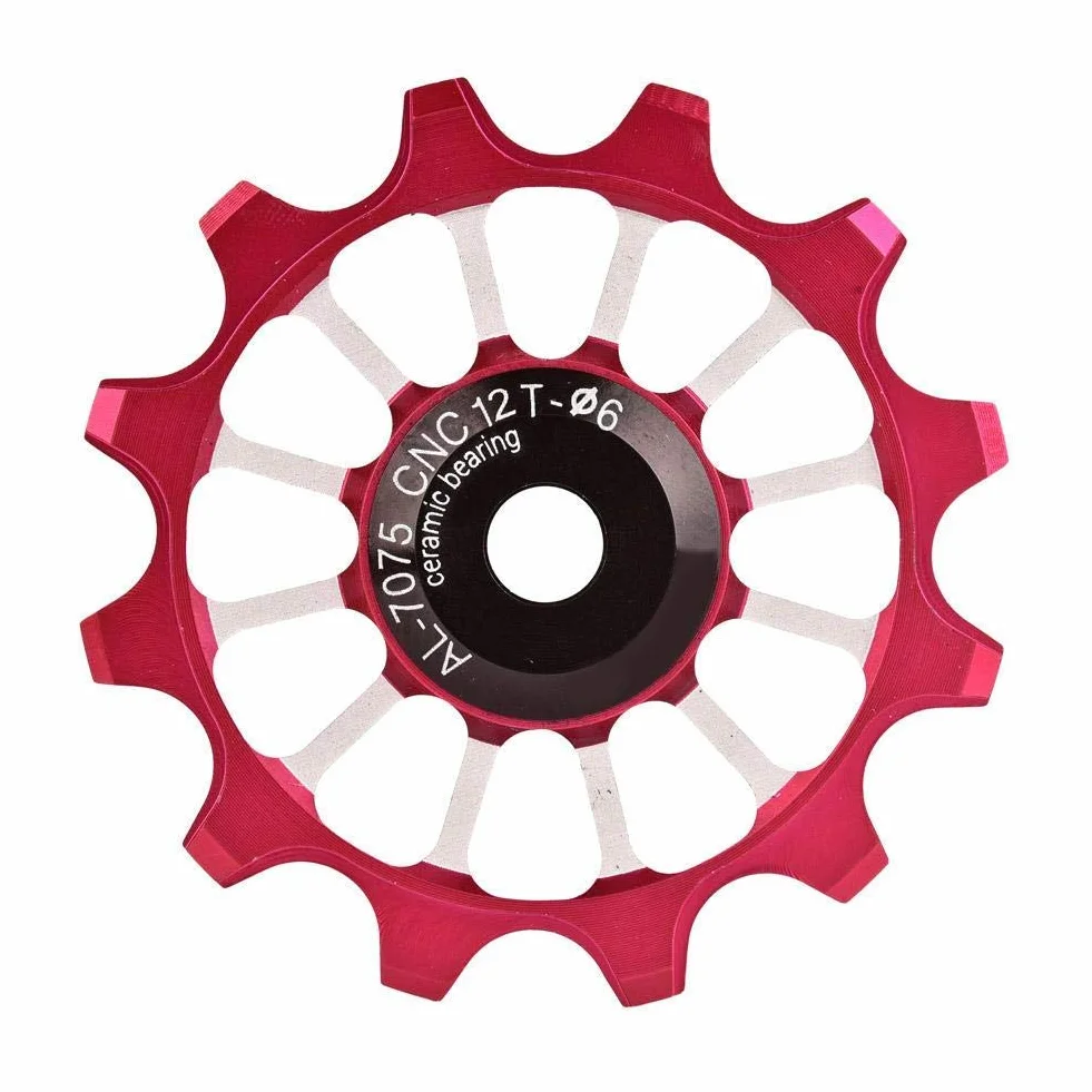 Alomejor Koło pasowe przerzutki rowerowej, aluminiowe, uszczelnione łożysko, prowadnica rowerowa, koła pasowe przerzutki tylne, 12T, ceramiczne, aluminiowe koło, tylne pasuje do śrub 4/5/6 mm