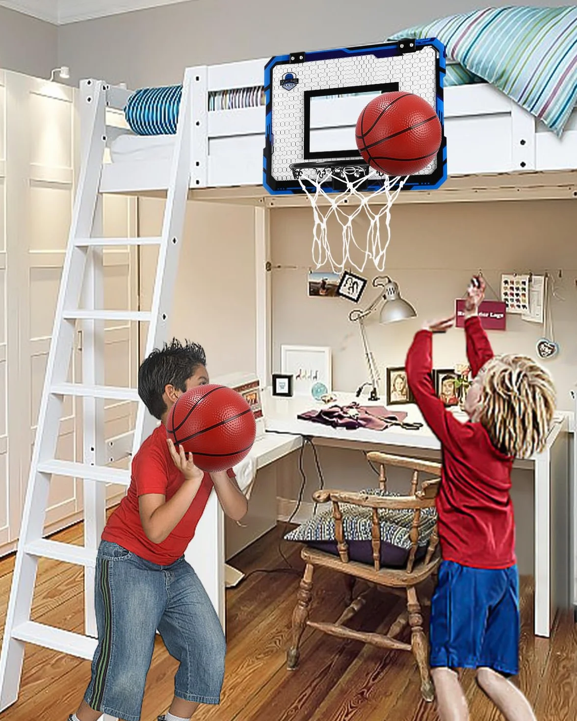 Kosz do koszykówki dla dzieci, mini kosz do koszykówki, do użytku wewnątrz, zoceną z piłkami, zestaw na drzwi, zabawka sportowa, prezent dla chłopców i dziewczynek, do użytku