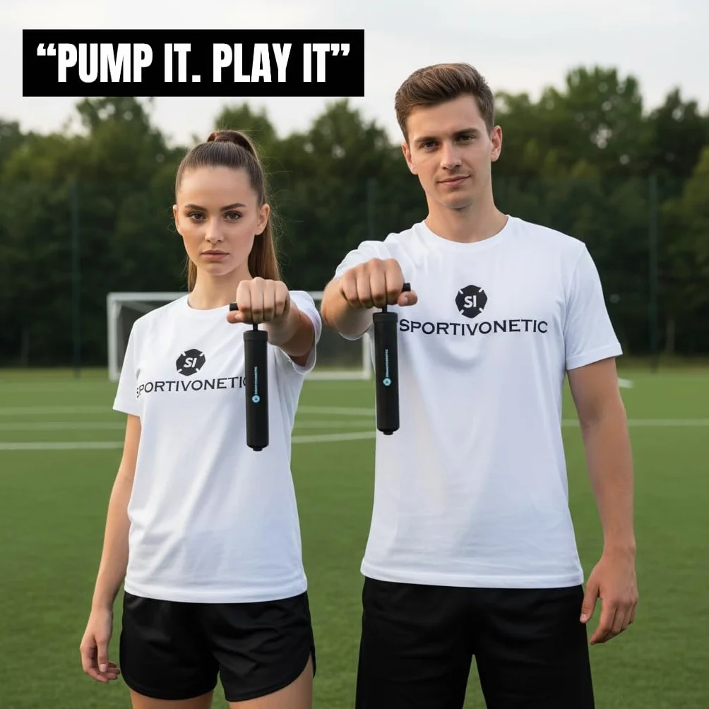 Pompka do piłek z 6 metalowymi igłami – 2 igły z tworzywa sztucznego – 1 wąż – nadaje się do każdej piłki sportowej, piłki nożnej, siatkówki, koszykówki, piłki gimnastycznej, pompki