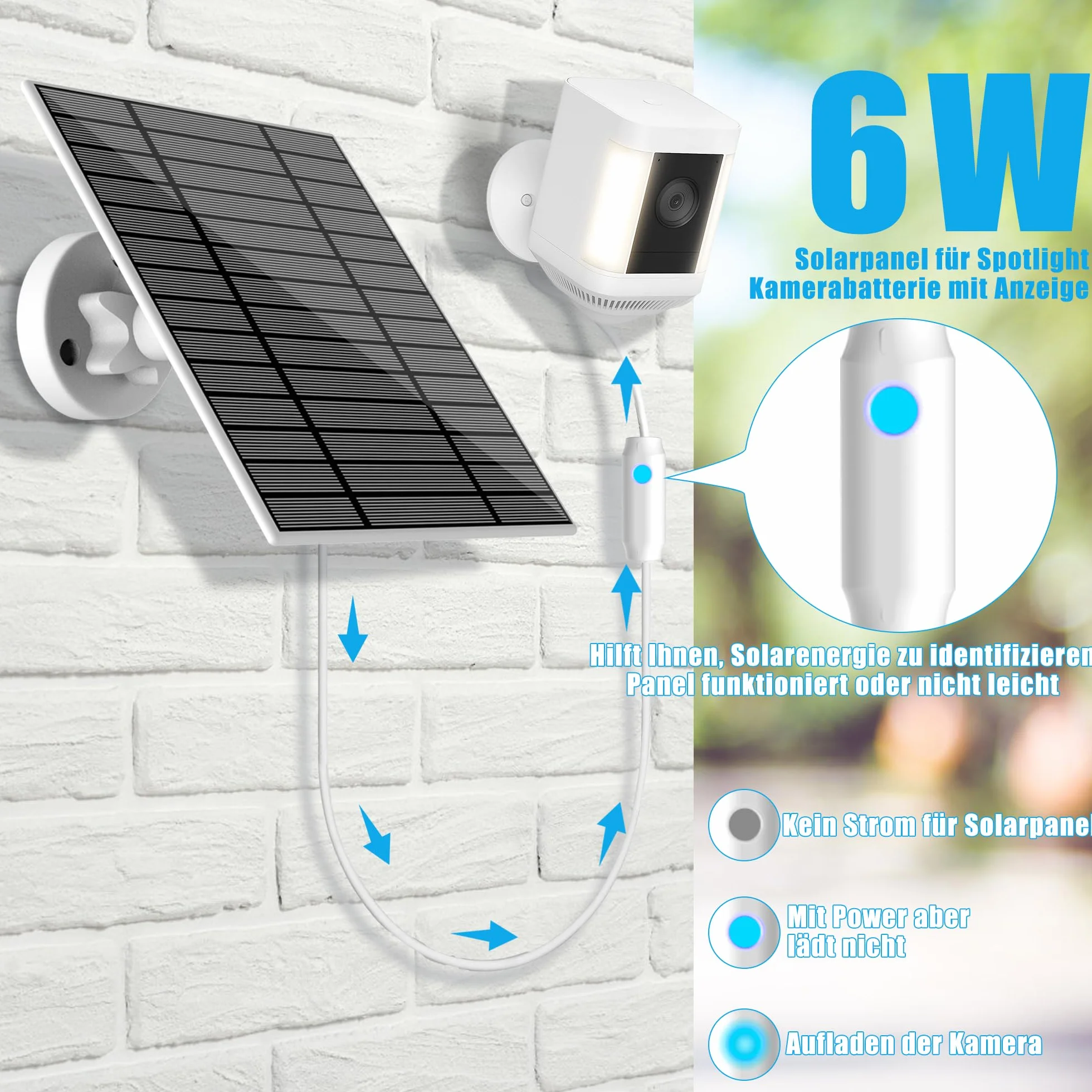 Ring Panel słoneczny 6 W IP66 USB-C DC 3,5 mm