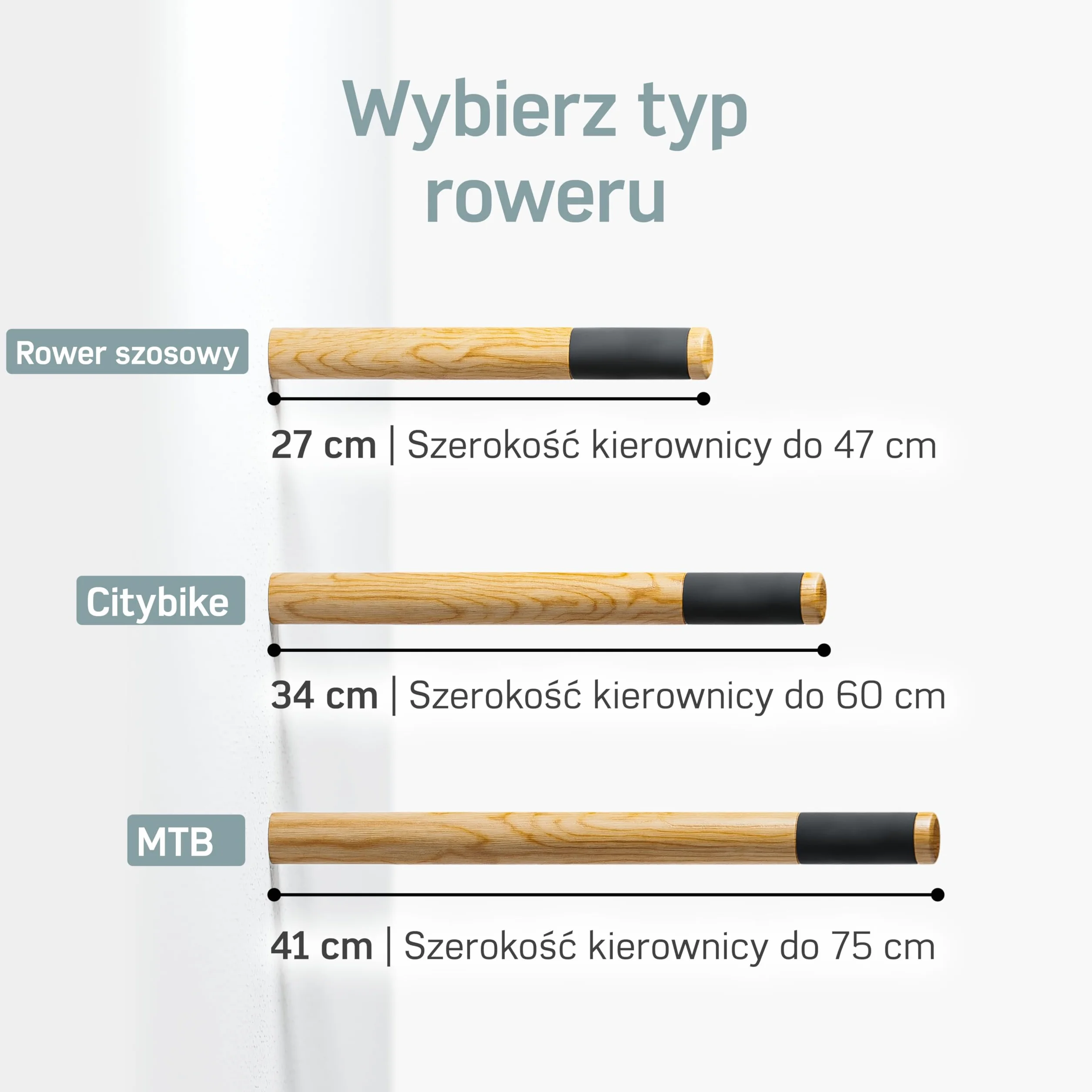 Borgen Uchwyt ścienny do rowerów drewno gumowa podkładka MTB szosowy miejski