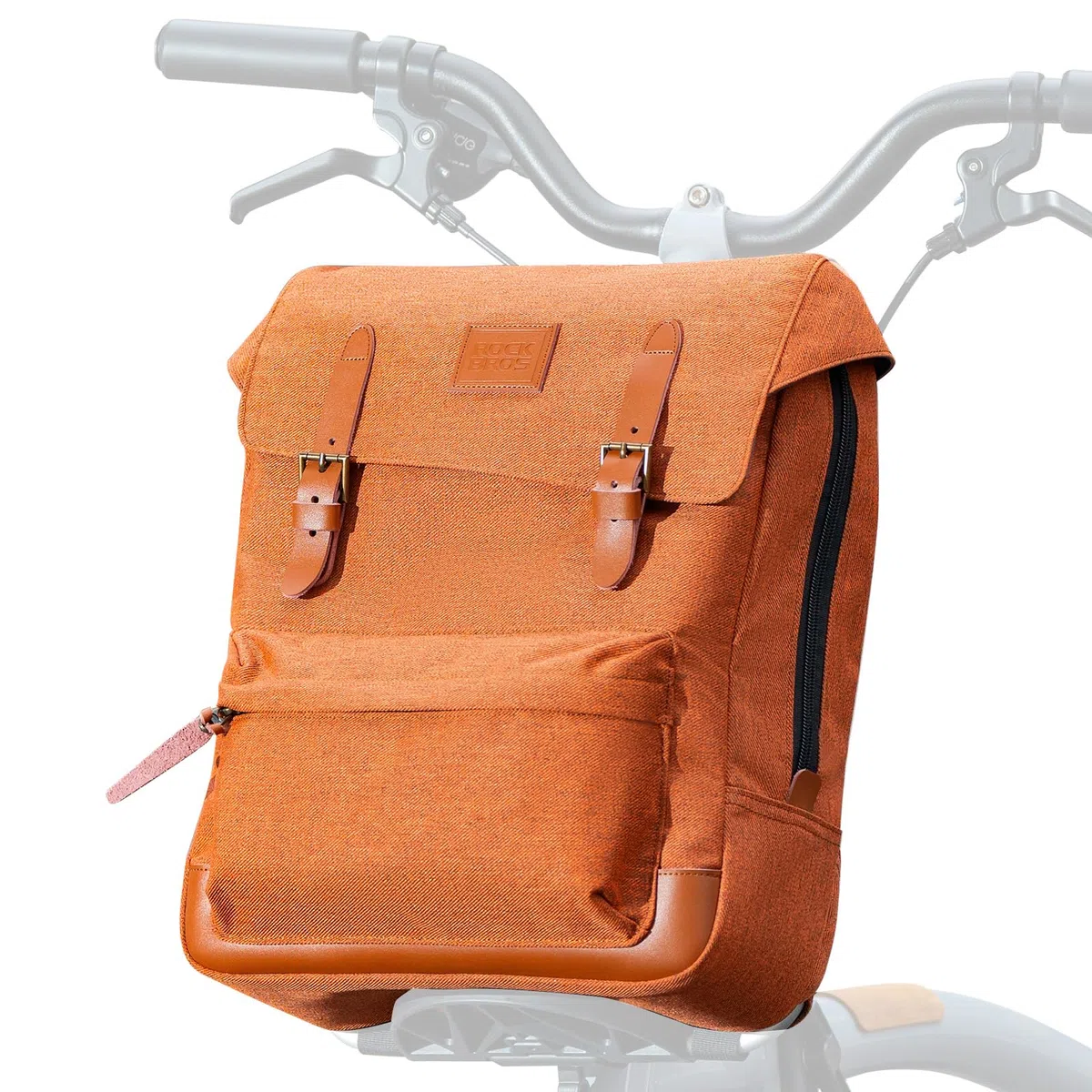 ROCKBROS Torba na kierownicę rowerową, plecak do składanego roweru Brompton, torba rowerowa z kieszenią na laptopa, dla kobiet i mężczyzn, pomarańczowa