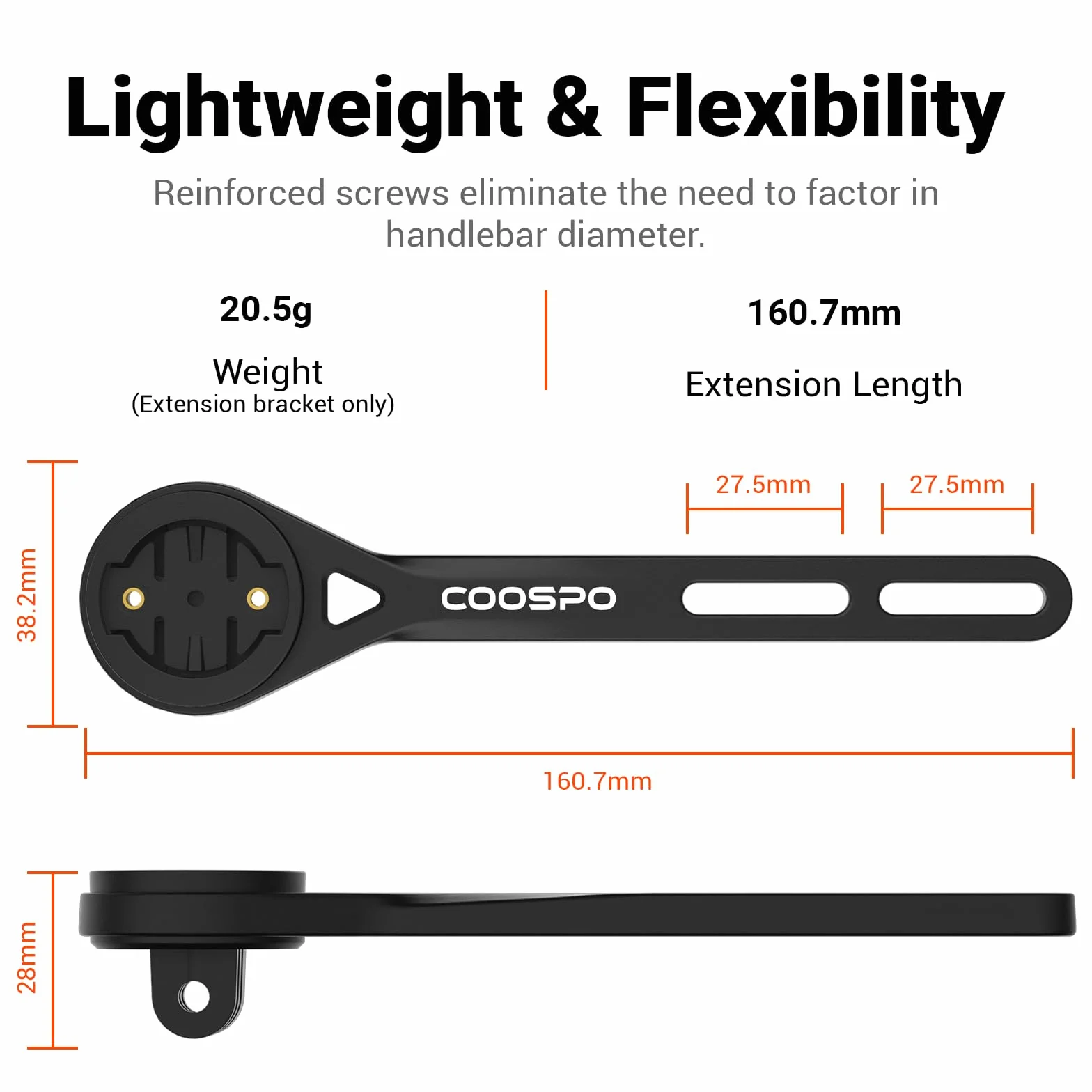 CooSpo Uchwyt na komputer rowerowy, szybkie mocowanie do komputera rowerowego Garmin, Wahoo, Bryton, kompatybilny z gopro, uchwyt rowerowy z przodu