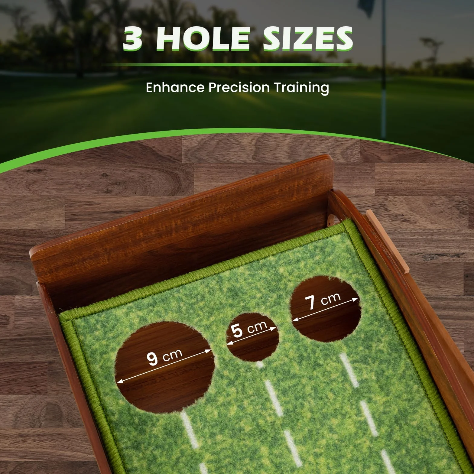 LIFEZEAL mata golfowa z 1/2/3 otworami i automatycznym powrotem, mata treningowa do golfa z deską, zwijana i przenośna, 3 balony golfowe, wewnątrz i na zewnątrz