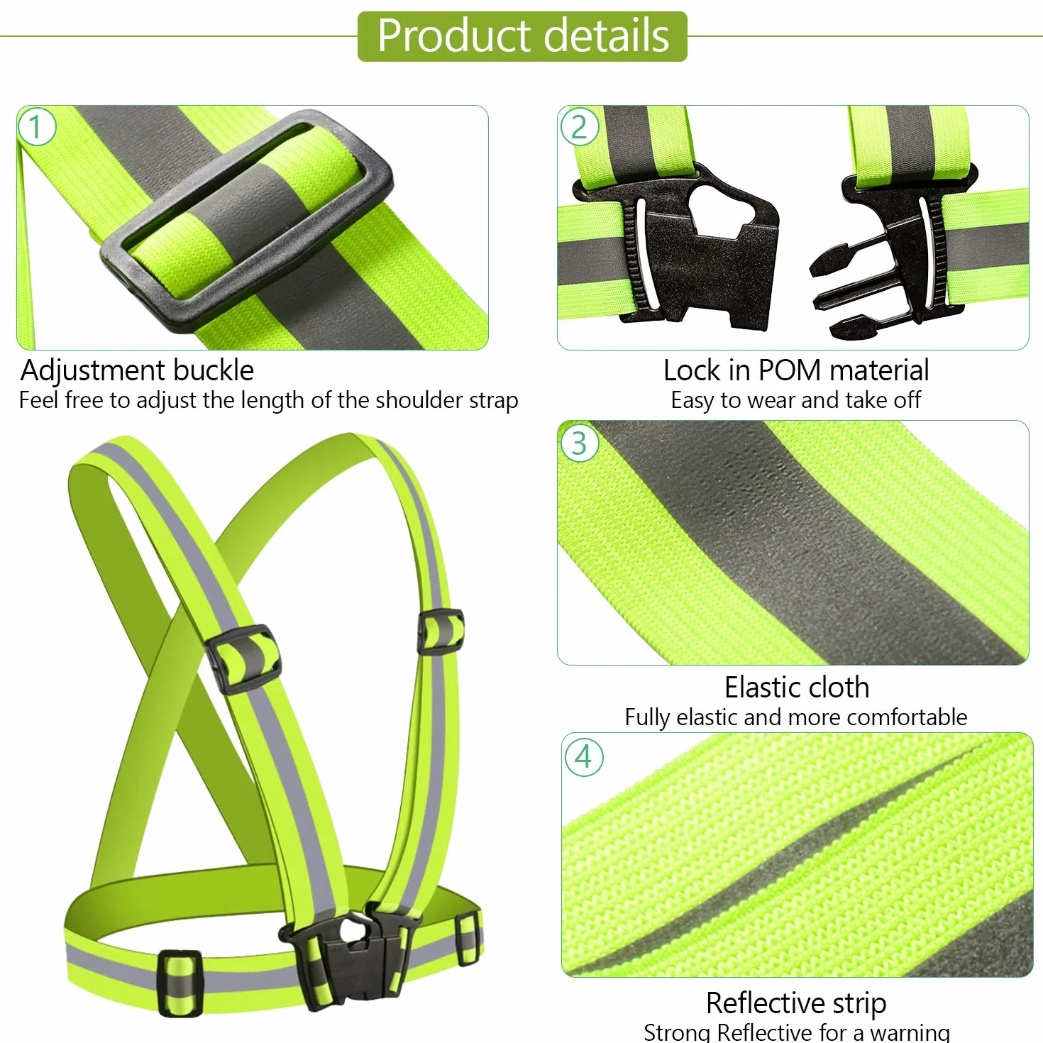 SANTOO 2 Stück Reflektorweste,360° Sicherheitsweste Motorrad Warnweste Reflektierende Weste Elastic Verstellbar Warnweste Erwachsene Kinder für Laufen, Camping, Fahrrad, Motorrad