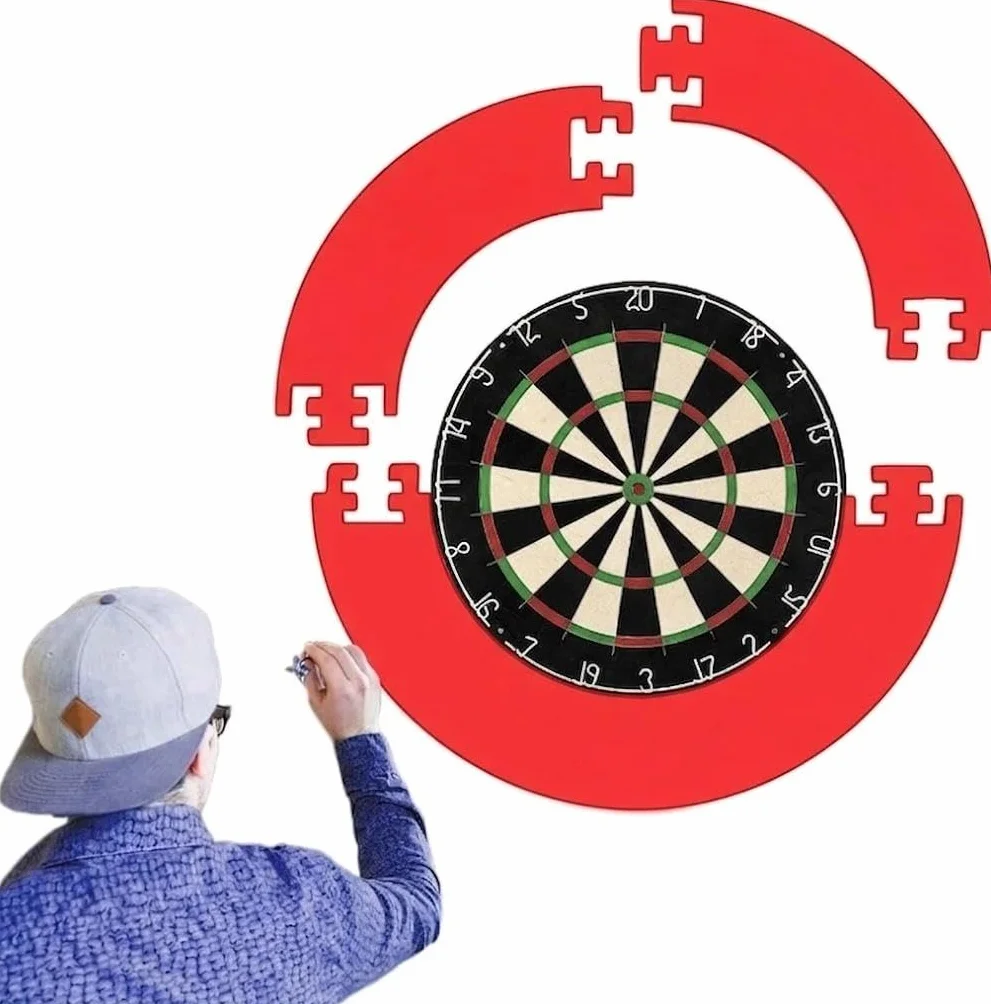 Dart Catchring Surround, pierścień do łapania darta, służy do ochrony ścian wokół tarczy, 4 części, czerwona