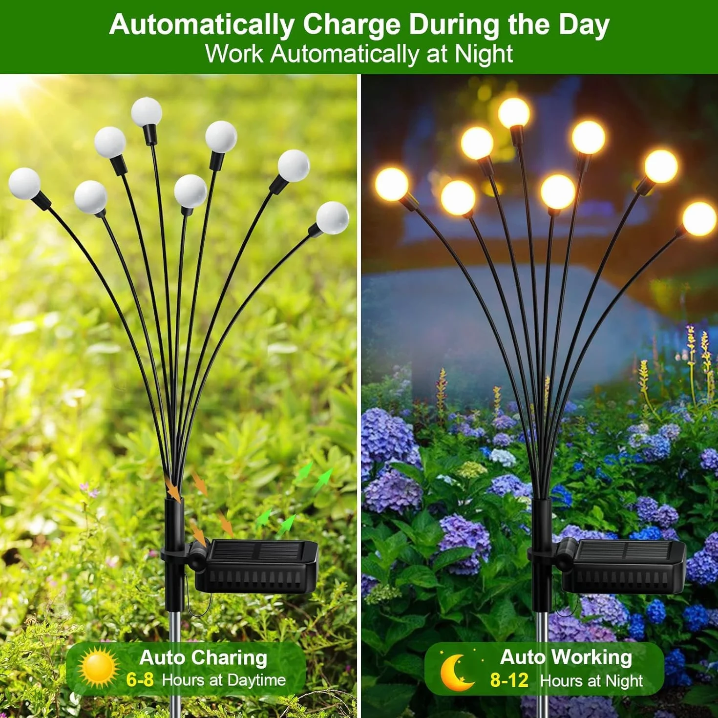 Lampy solarne LED 4 sztuki IP65 ciepła biel do ogrodu na zewnątrz