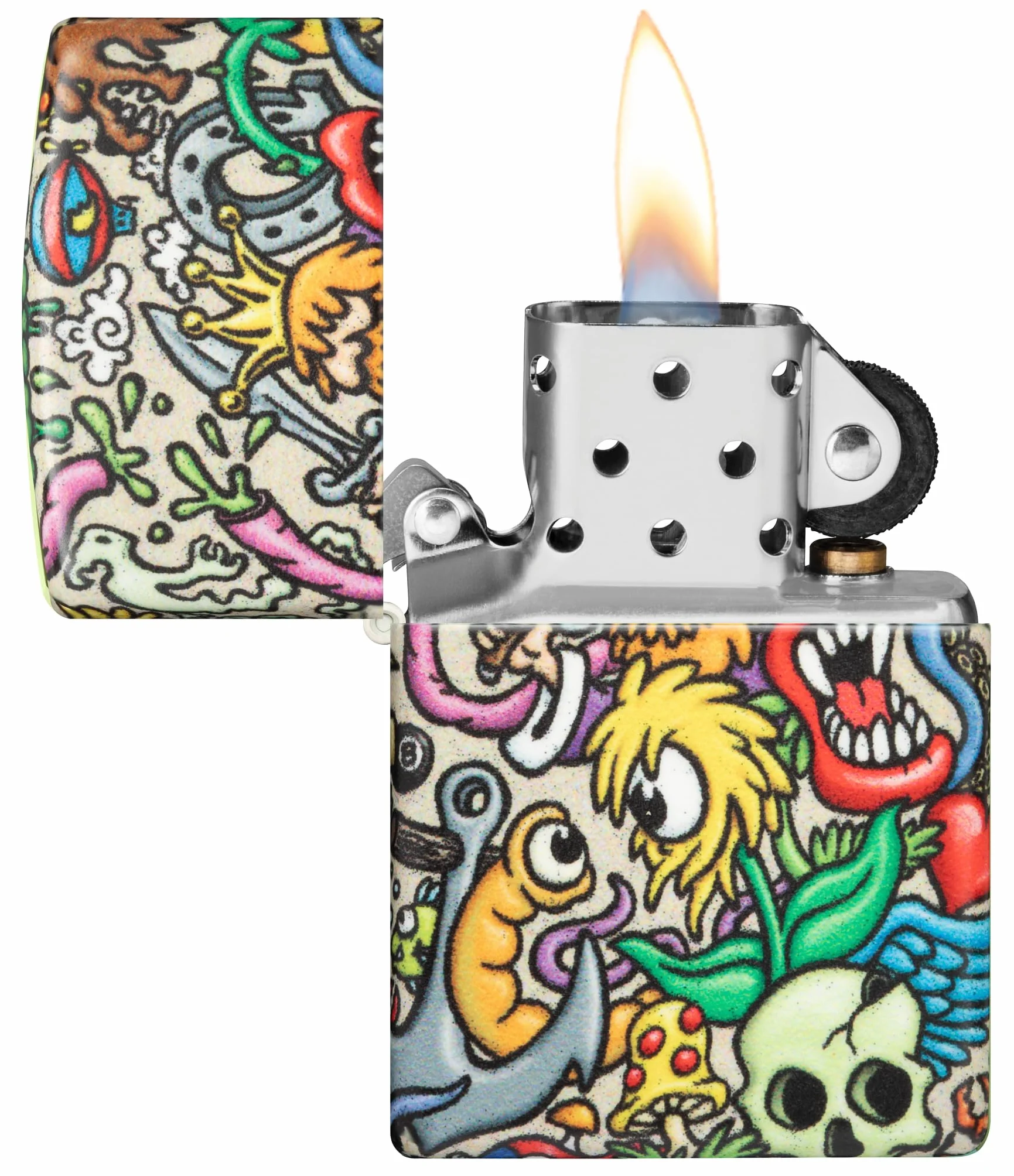 Zippo Tattoo Theme Zapalniczka Sztormowa, Kolorowy Nadruk, do Napełniania, Wielokrotnego Użytku, Wiatroodporna Konstrukcja, Pudełko na Prezent, Wykonano w USA, Kolor 540°