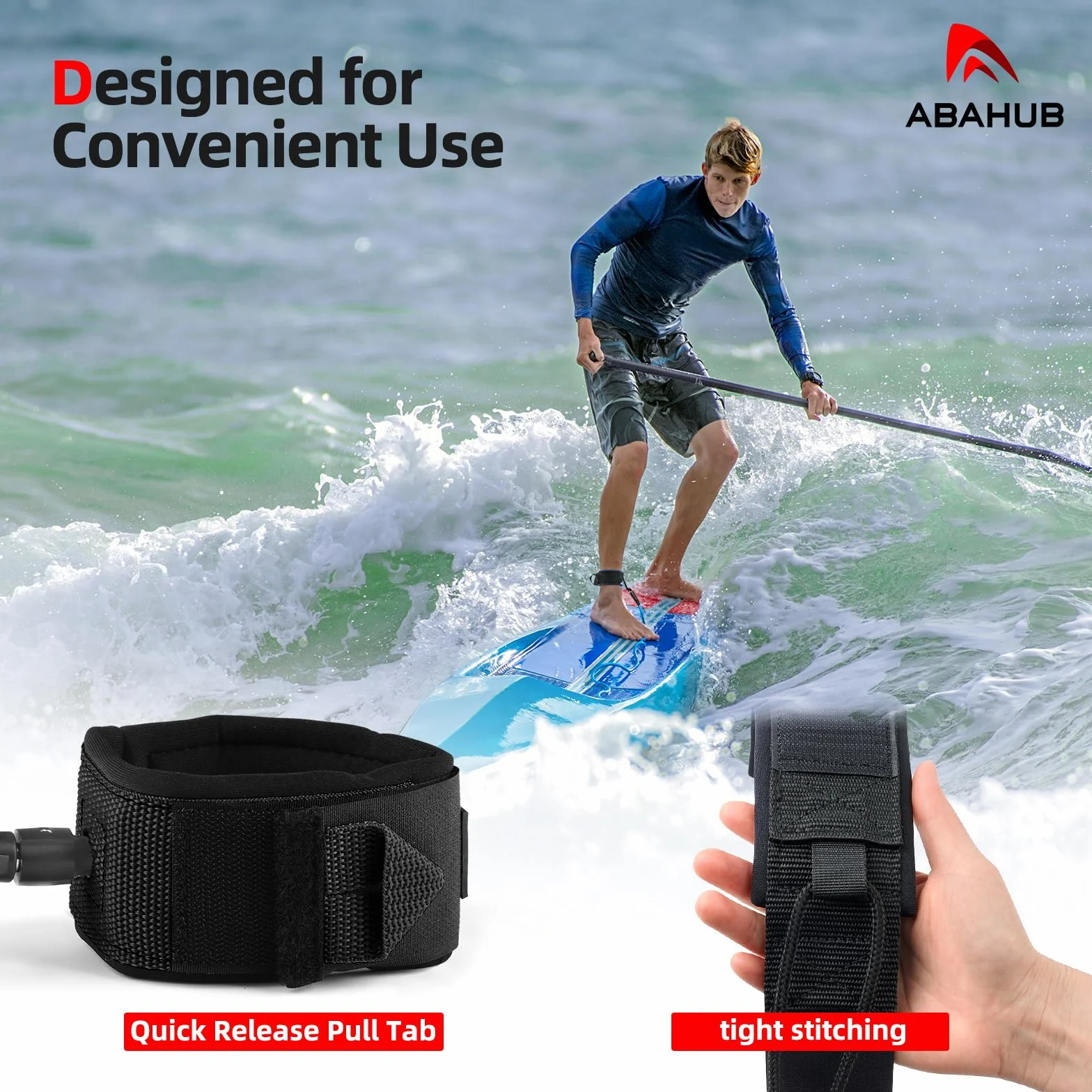 Smycz surfingowa Abahub 10 stóp 5 mm niebieska