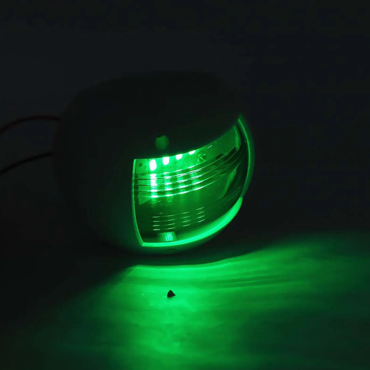 Qiilu Para świateł nawigacyjnych LED łodzi, czerwona zielona sferyczna lampa sygnalizacyjna, wodoodporna DC12V-24V 3W