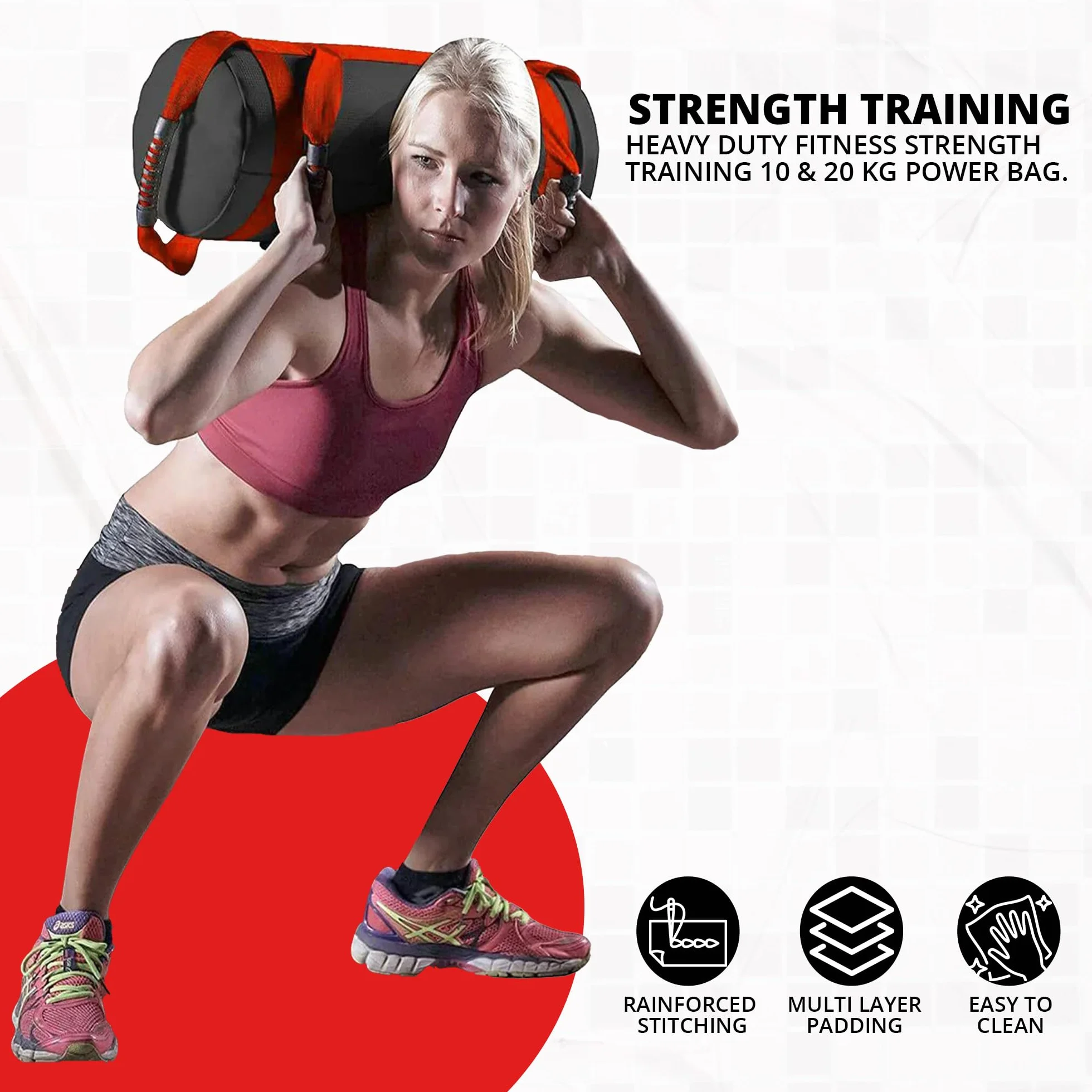 MAXSTRENGTH® 10 kg / 20 kg wypełniona torba na piasek, trening siłowy, fitness, crossfitt, worki treningowe do biegania (wypełnione 10 kg)