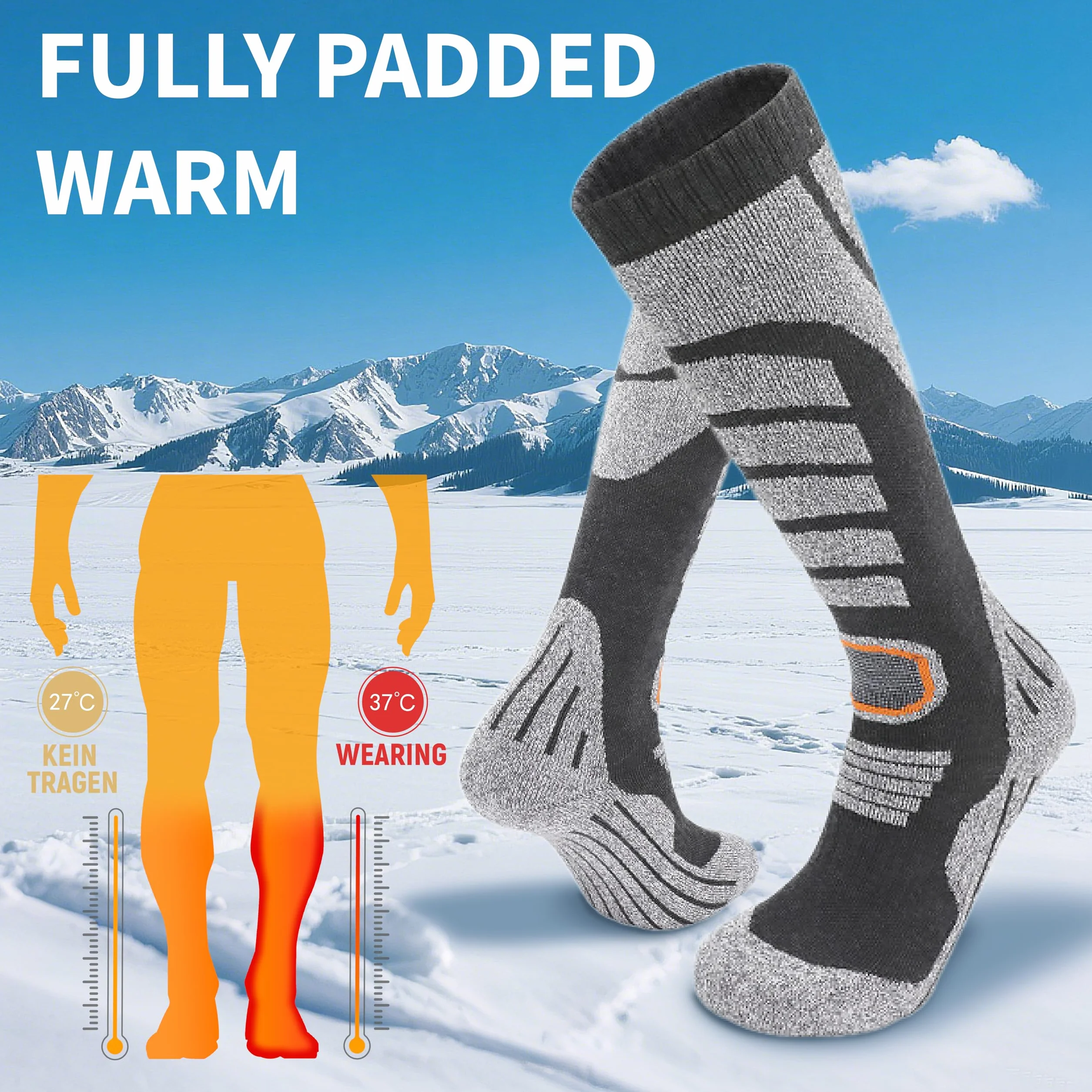 seenlast 1 para skarpet narciarskich, uniseks, skarpety narciarskie, sporty zimowe, snowboard, oddychające skarpety, skarpety termiczne, skarpety funkcyjne z bawełny, skarpety outdoorowe