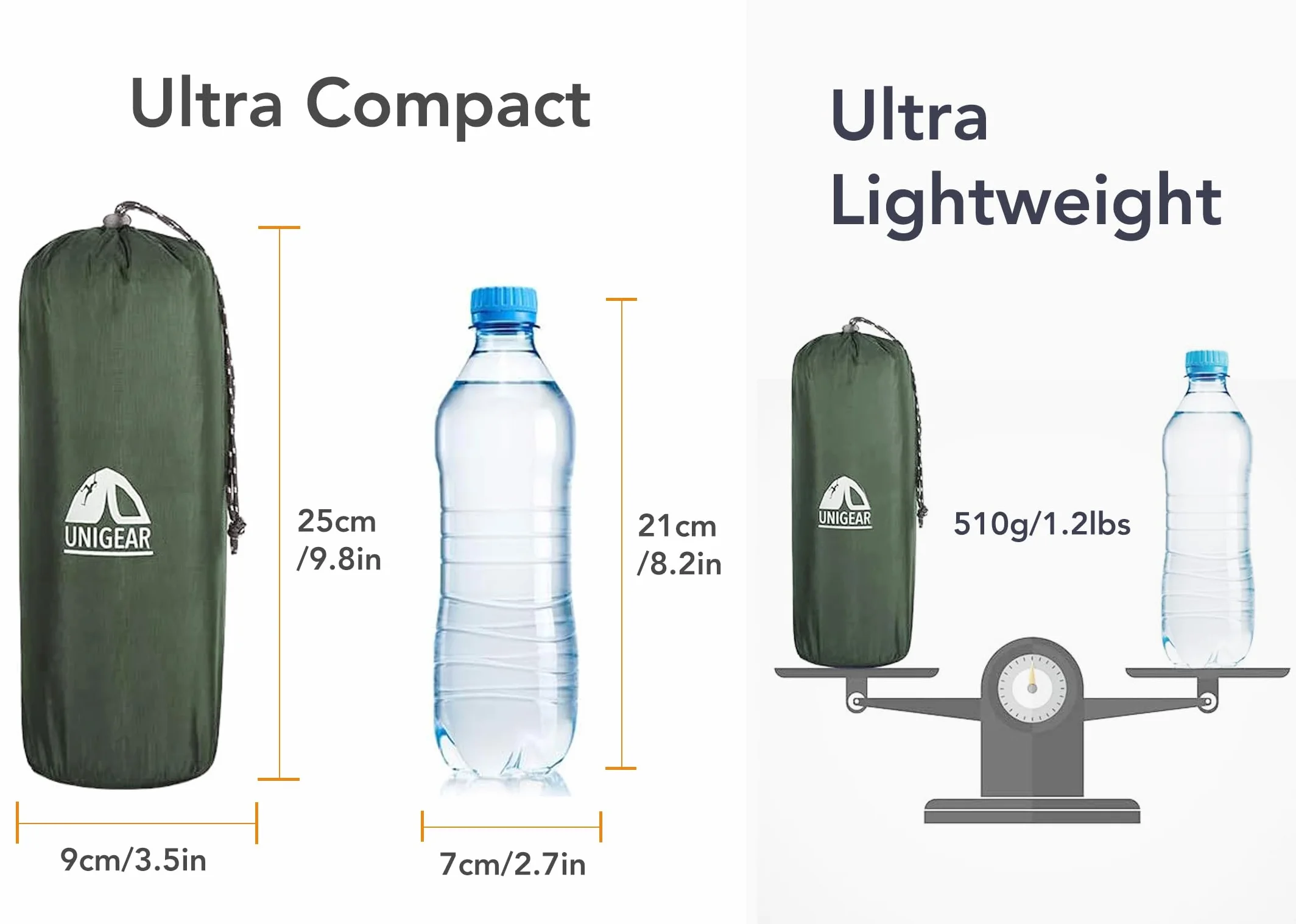 Unigear Ultralekka nadmuchiwana podkładka do spania, kompaktowa mata kempingowa, lekki materac kempingowy do wędrówek i podróży z plecakiem