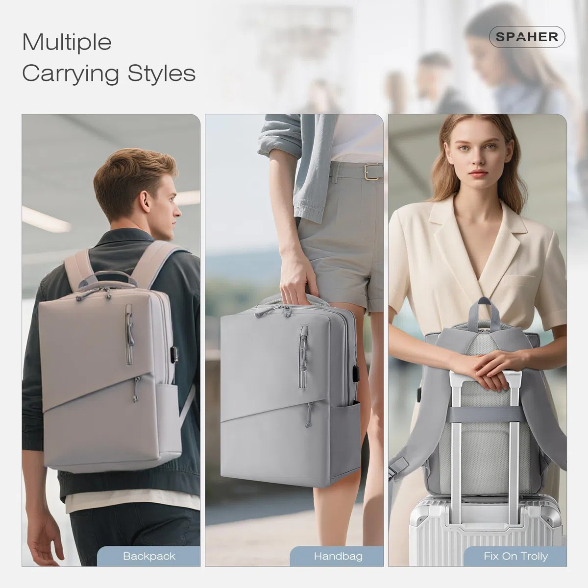 SPAHER 25L Plecak Podróżny 40x30x20cm Wizzair Vueling Plecak na Laptopa 15,6 Calowy Pracy Szkoły Podróży Wodoodporny Plecak Cabin Bag Mężczyzn Kobiet Antykradzieżowy Nastolatków