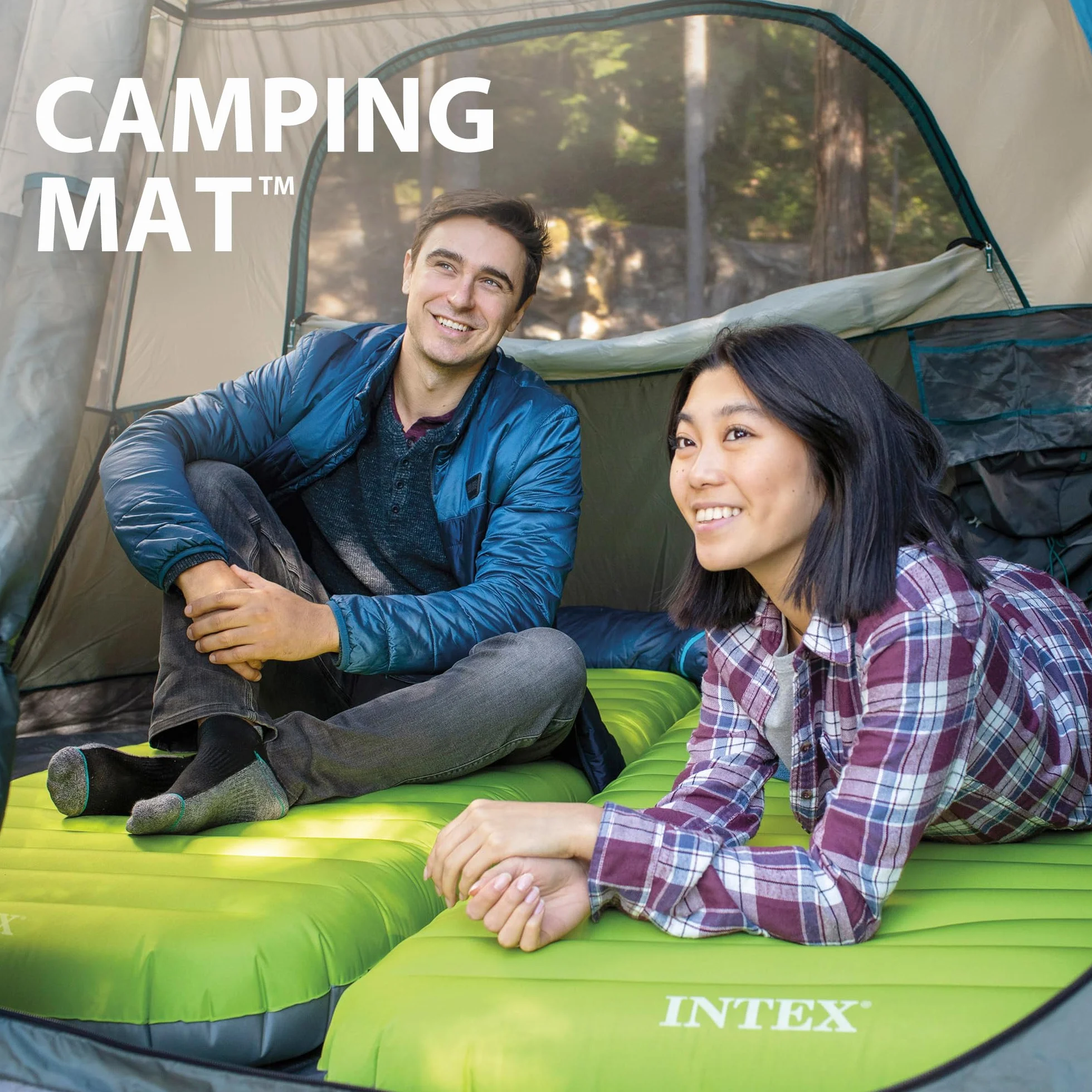 Intex Materac dmuchany łóżko nadmuchiwane wielokolorowe