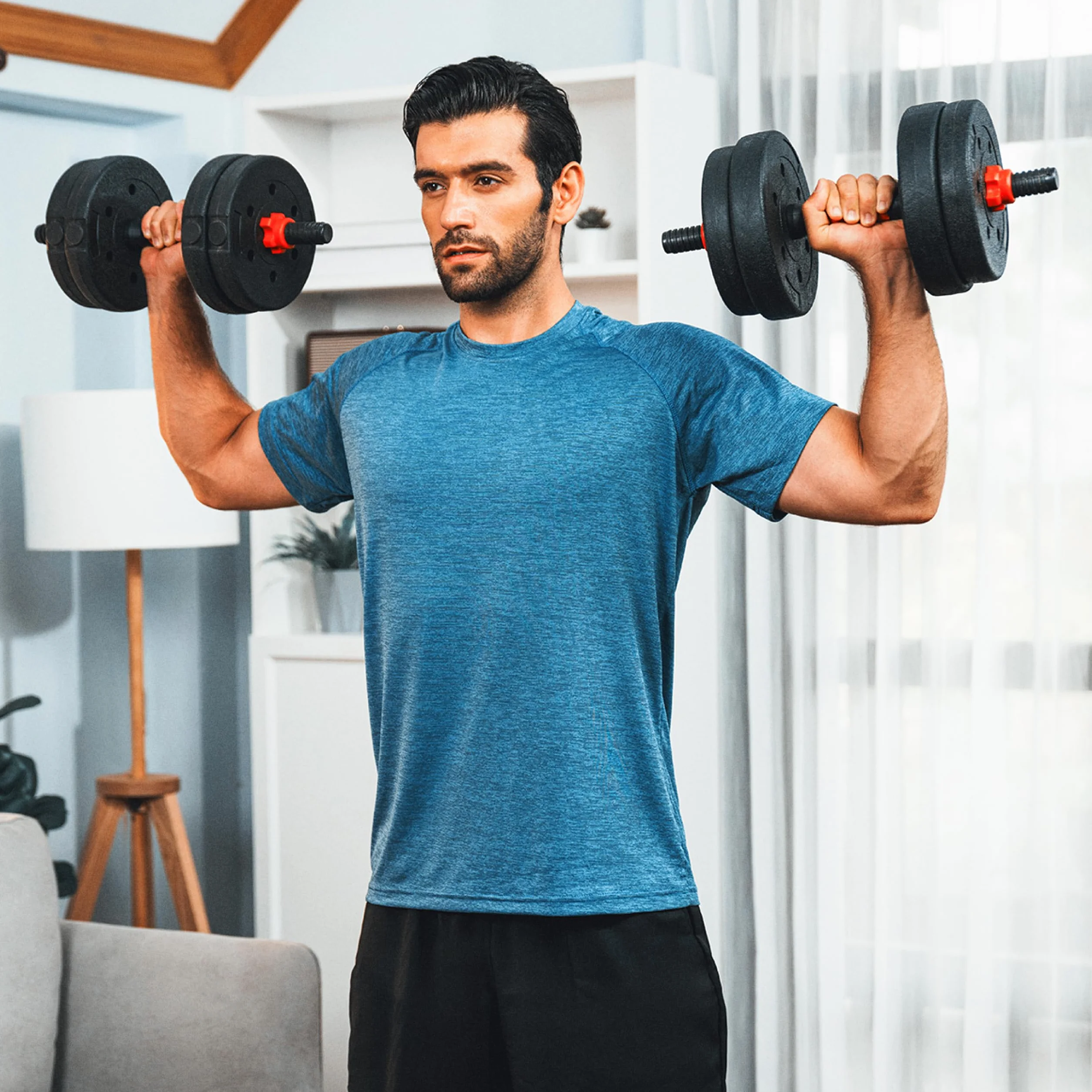 ATHLER Lion 45 | zestaw hantli 40 kg | zestaw hantli 4 w 1 | regulowana waga | 16 krążków do hantli 2 sztangi | krótkie hantle długie hantle kettlebell | do treningu siłowego, fitnessu, domu na