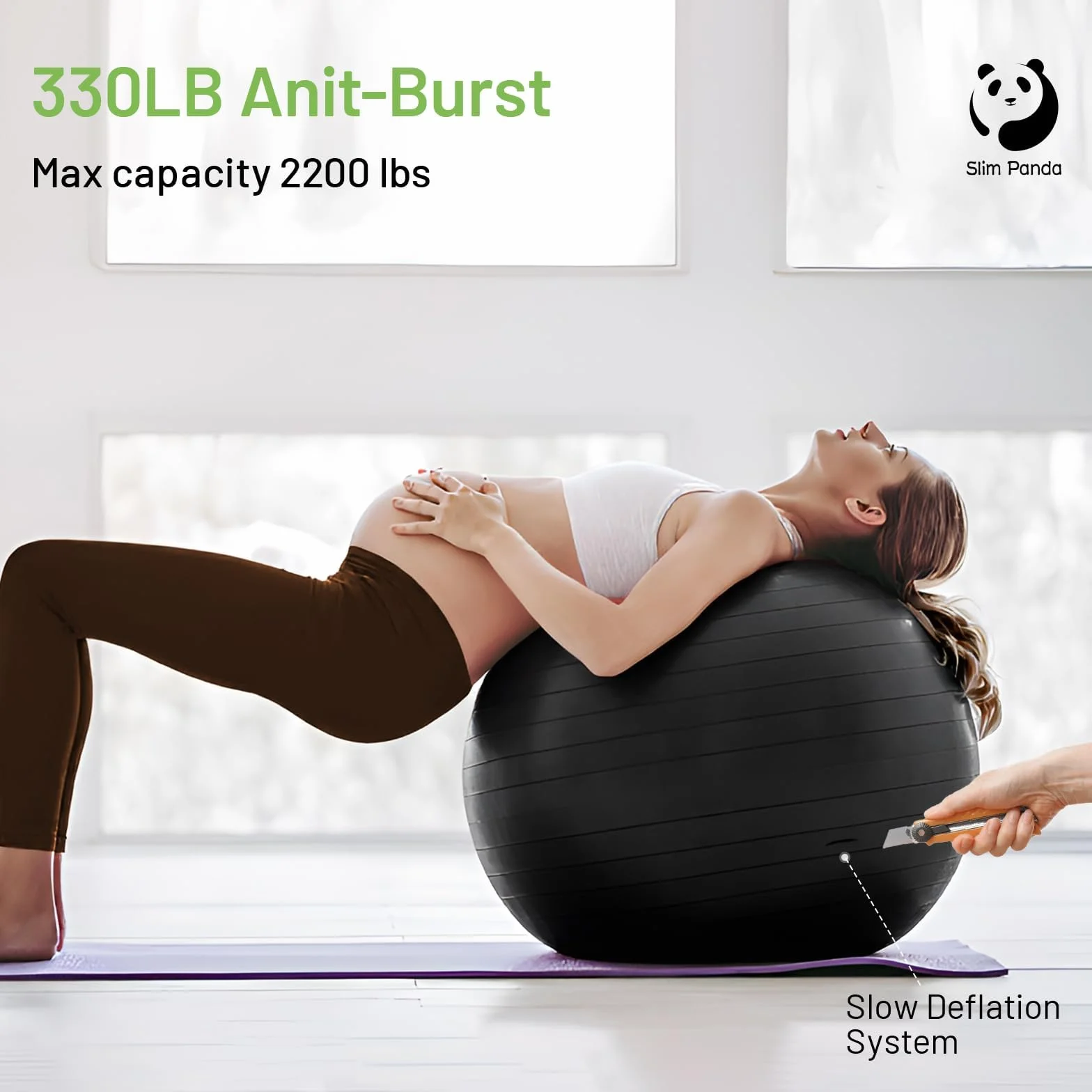 Slim Panda Piłka gimnastyczna 55-85 cm zabezpieczona przed wybuchem z pompką do fitnessu