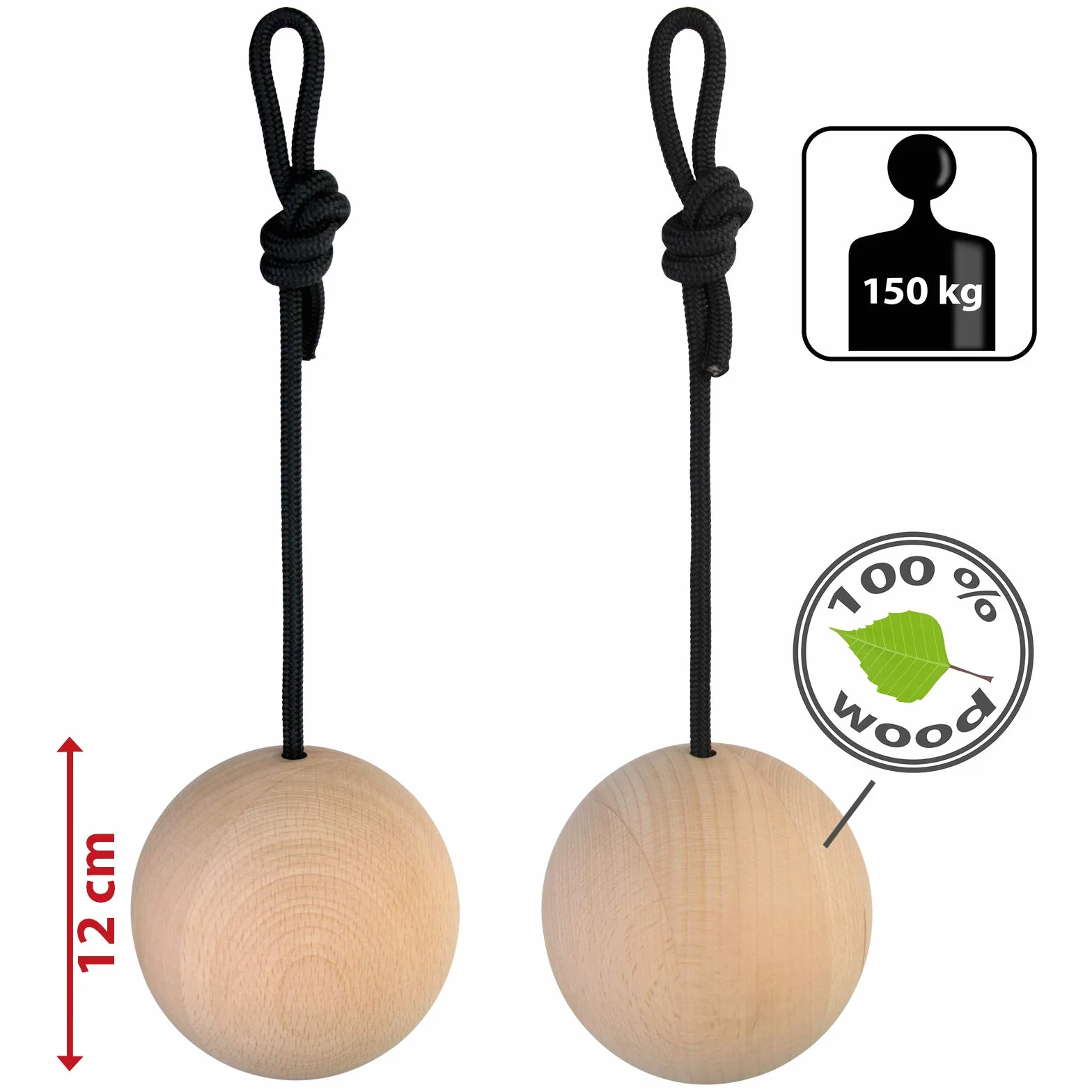 ALPIDEX ALPIDEX Para kul treningowych Grip Ball 2 sztuki w różnych rozmiarach zestaw dwóch kulek drewnianych trening fitness drewno bukowe