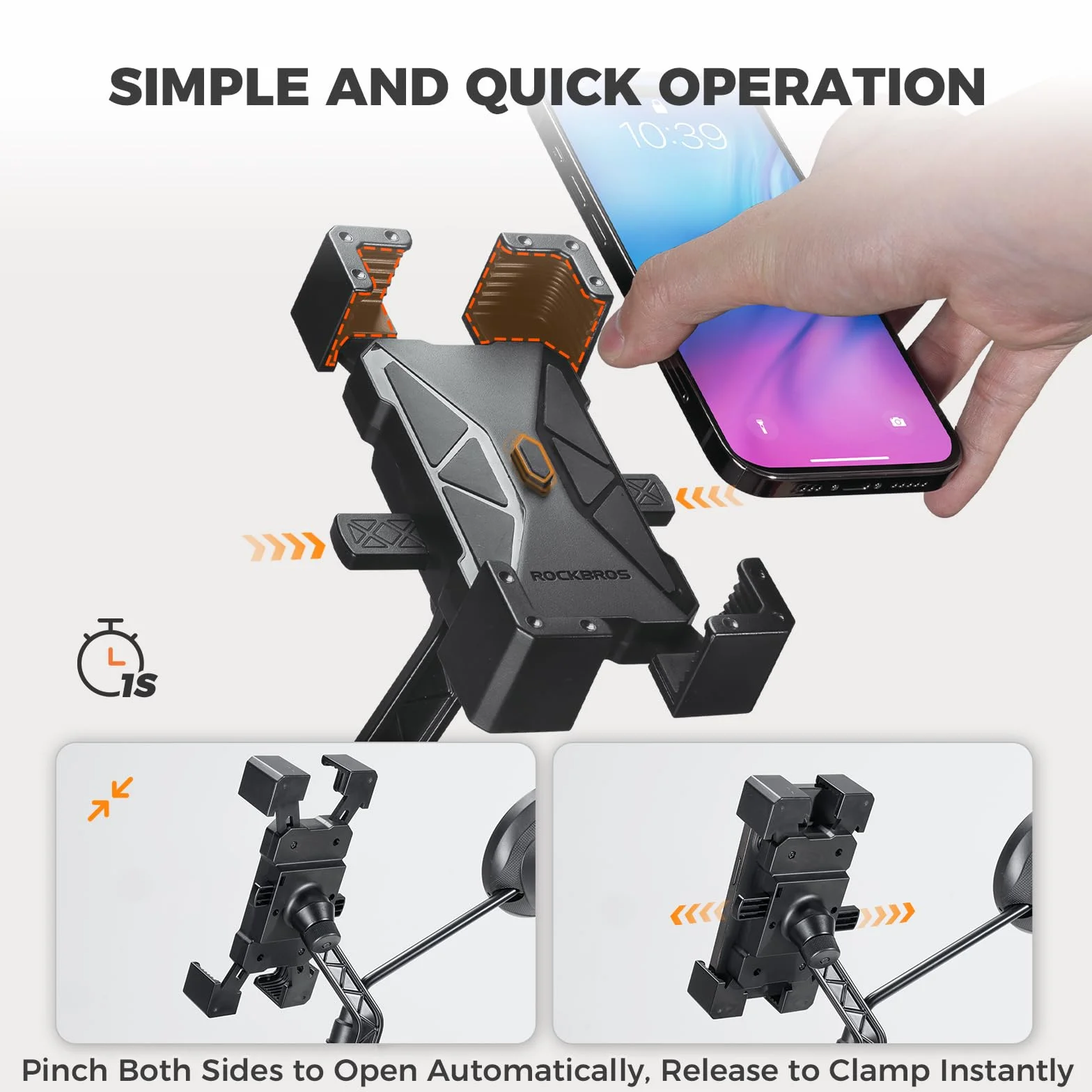 ROCKBROS Uchwyt na Telefon na Rower i Motocykl 1S 360° 4,5"-7,2"