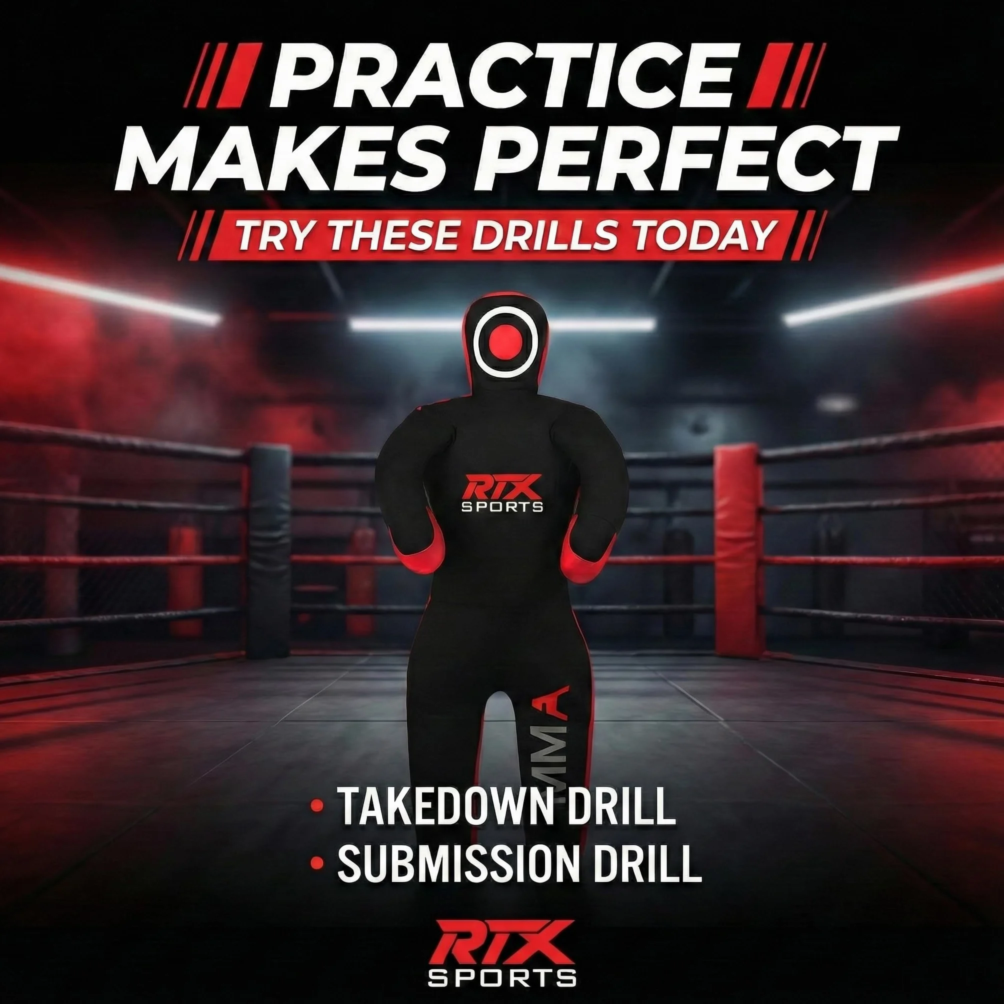 RTX Kids MMA Judo Grappling Dummy - Punch Bag for Brazilian BJJ Jiu Jitsu, Wrestling, MMA Training Canvas Unfilled 47"