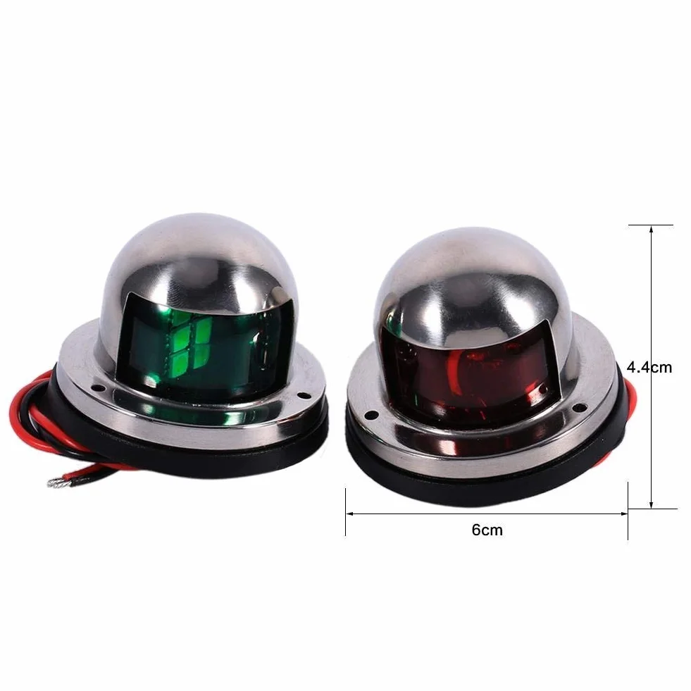 Lampa nawigacyjna do łodzi 12V ze stali nierdzewnej LED morska lampa nawigacyjna do łodzi jachtu czerwono-zielona dziobowa do pontonu jachtu kajaka