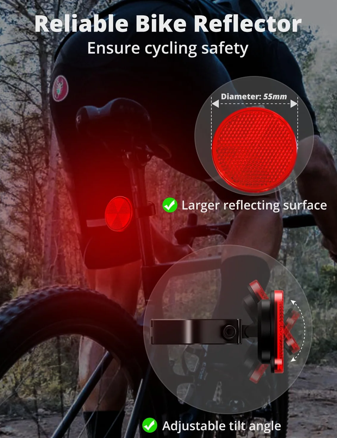 SUPMEGA Ukryty Reflektor Rowerowy AirTag z Metalowym Uchwytem Antykradzieżowe Akcesoria GPS Wodoszczelny