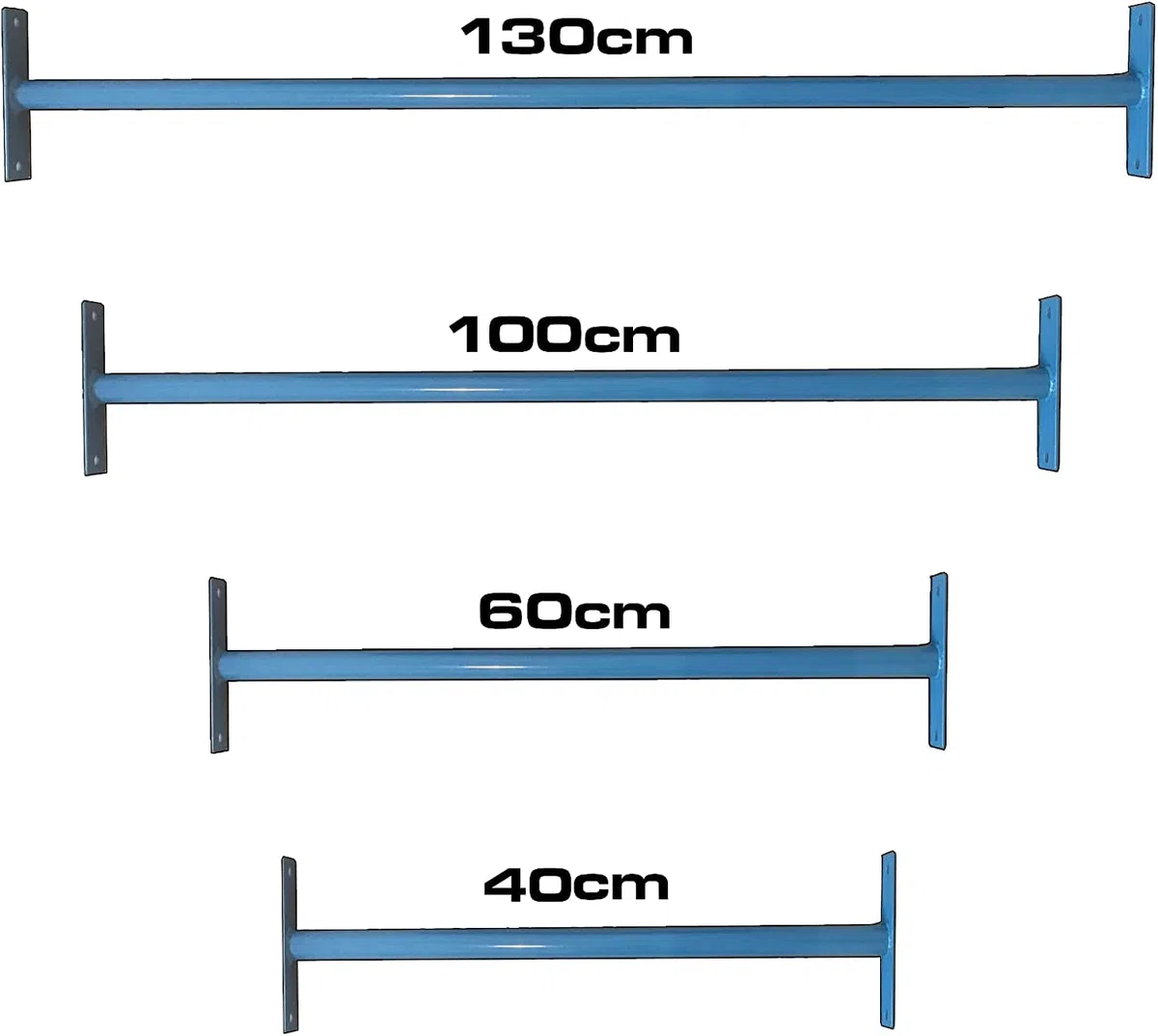 Drążek gimnastyczny, drążek 40-180 cm, drążek do wspinaczki, niebieski, zielony lub czarny (130 cm, czarny)
