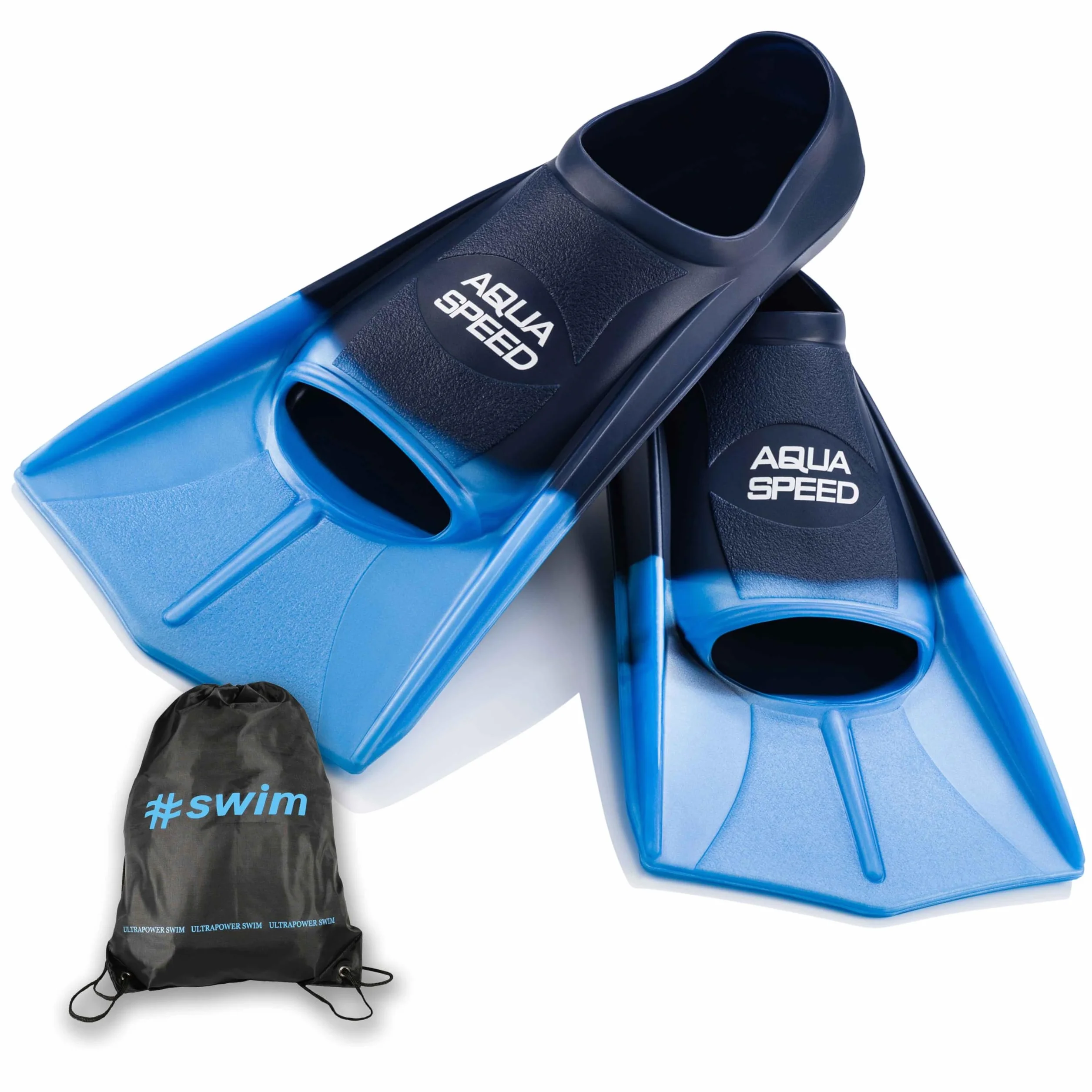 SET - Aqua Speed HIGH TECH short swim fins for adults and children + ULTRAPOWER #SWIM bag backpack | men | women | girls | boys | training fins | swim training | short fins | diving fins | sizes 33-48