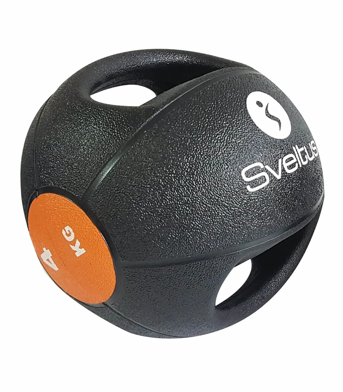 sveltus 884 Médecine Ball 4 kg Avec poignées piłka lekarska, czarna/pomarańczowa, (poids disponibles: 4, 6, 8 et 10 kg) -4