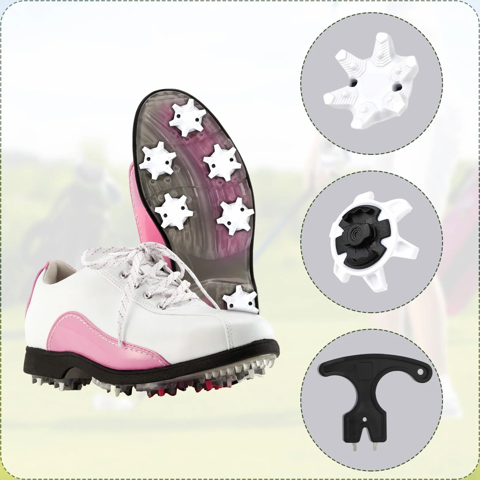 31szt Kolców Golfowych, Zatrzaski do Butów Golfowych z Kluczem Latwa Instalacja Zamienniki Kolków Golfowych do Butów Golfowych dla Milosników Golfa(Bialy Czarny)