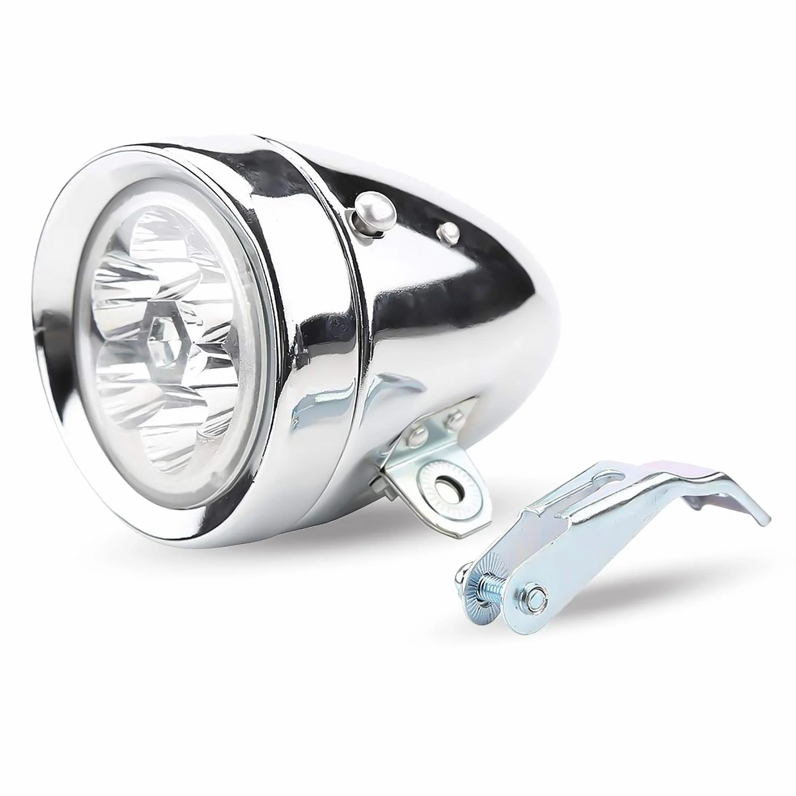 DAUERHAFT Przedni reflektor rowerowy, 6 LED wodoodporny vintage przedni reflektor rowerowy z uchwytem, odpowiedni do jazdy nocnej odporny na zarysowania trwały