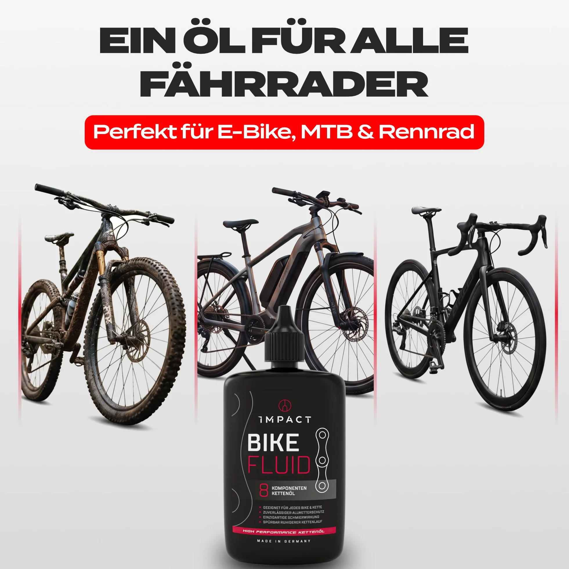 IMPACT® zimowy olej łańcuchowy do roweru, 120 ml, jedyny w swoim rodzaju 8-komponentowy olej do łańcuchów rowerowych do Twojego roweru, niezawodna ochrona przed warunkami atmosferycznymi, do rowerów