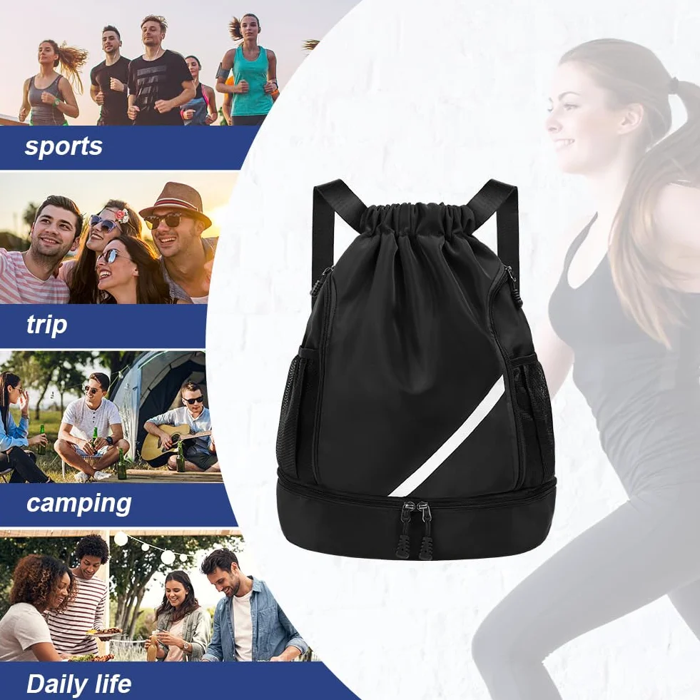 flintronic Modne plecaki sportowe, worek gimnastyczny, duża pojemność, torba sportowa, worek gimnastyczny, torba sportowa z kieszeniami z siatki na butelki z wodą, dla dorosłych, młodzieży